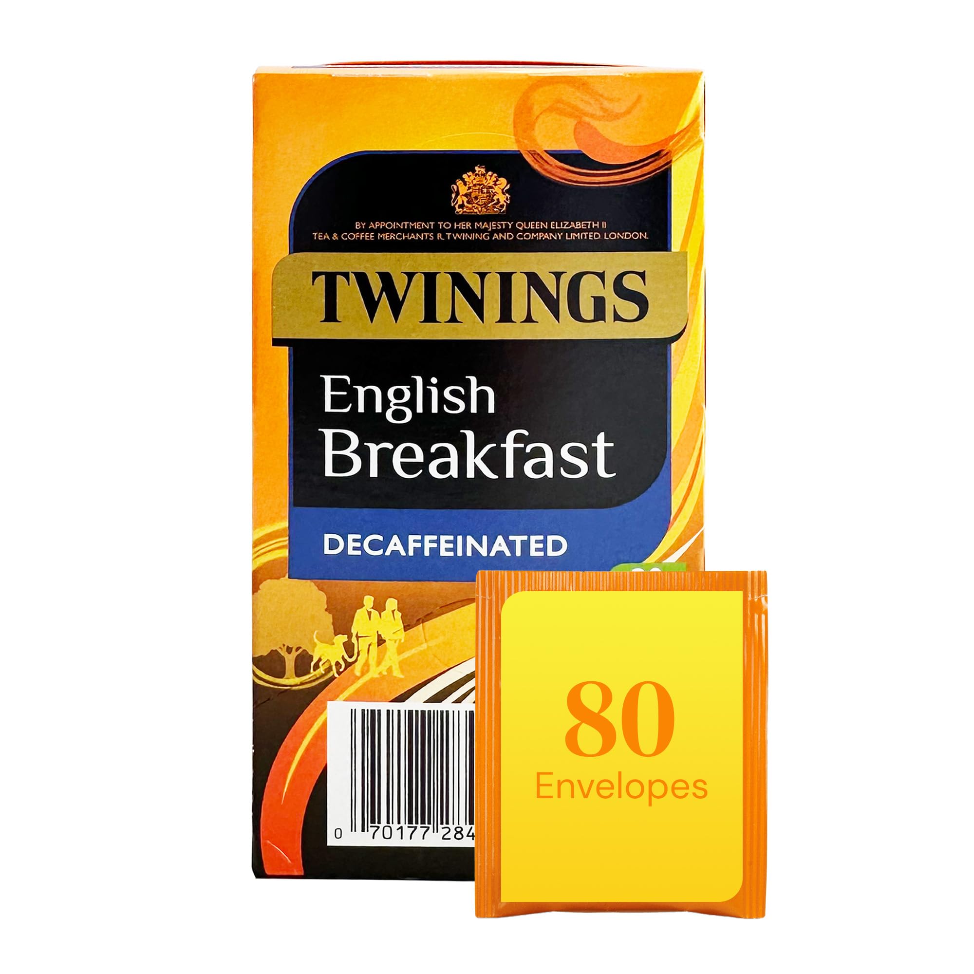 Twinings English Breakfast Decaffeinated Tea Bags, 4 Boxes of 20 Individually Wrapped