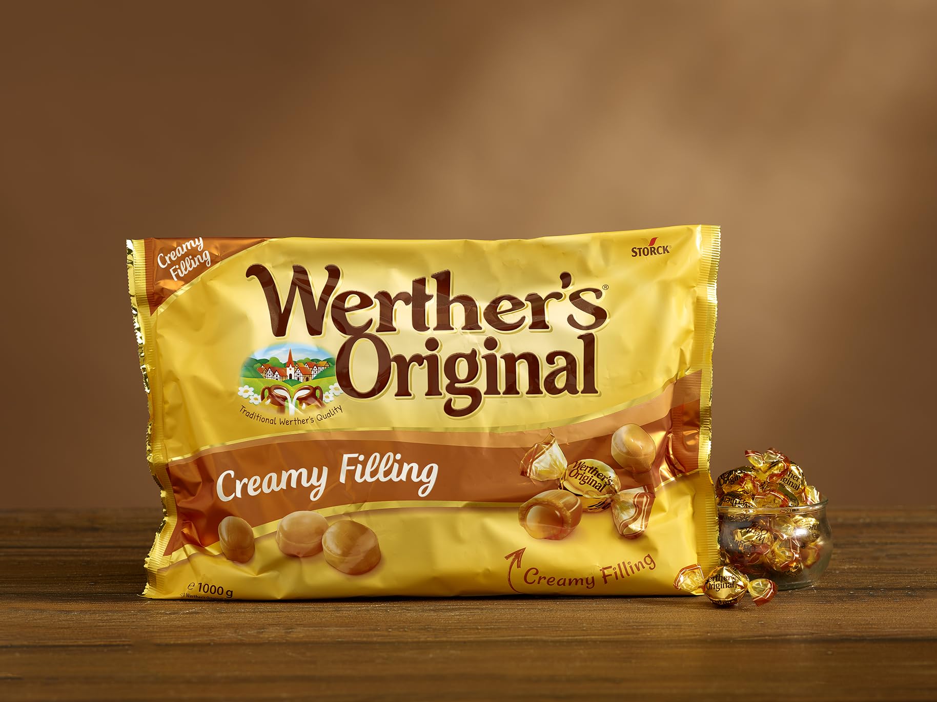 Werther's Original Creamy Filling Candies – 1 kg Bulk Pack of Classic Caramel Sweets with Smooth Centre 4