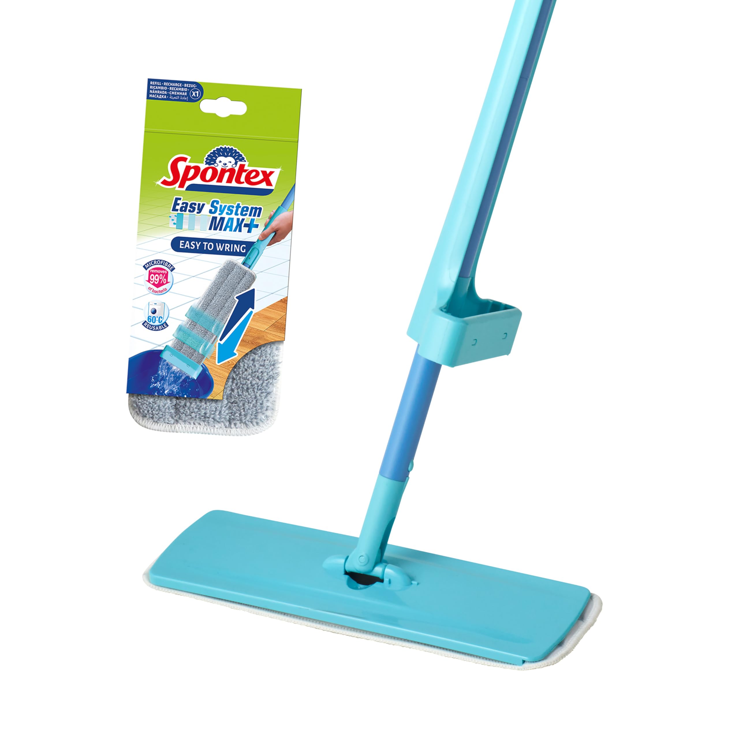 Spontex Easy System Max+ Microfibre Flat Mop with Integrated Wringing System