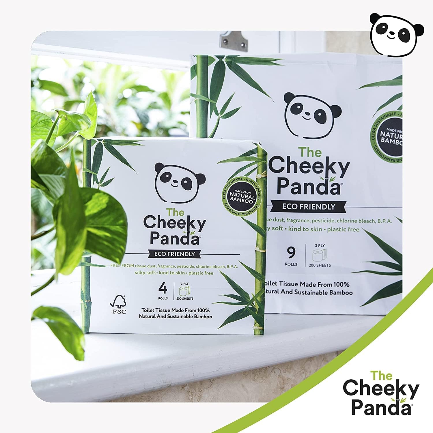 The Cheeky Panda - Bamboo Toilet Paper 9 Rolls | Plastic-Free, FSC-Certified, Hypoallergenic 5
