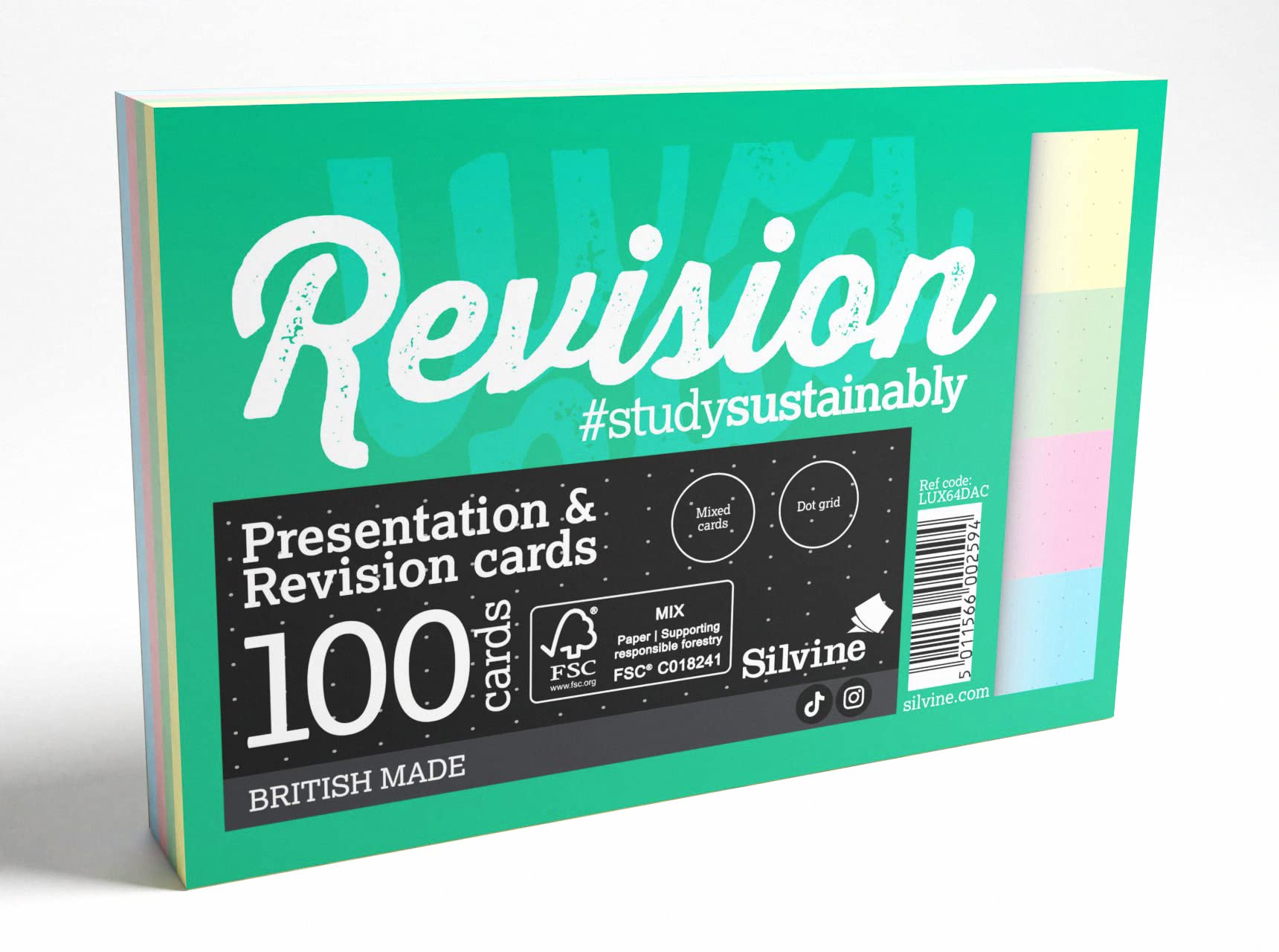 Luxpad Revision A6 Flash Cards - 5mm Dot Grid, 100 Cards in Assorted Colours