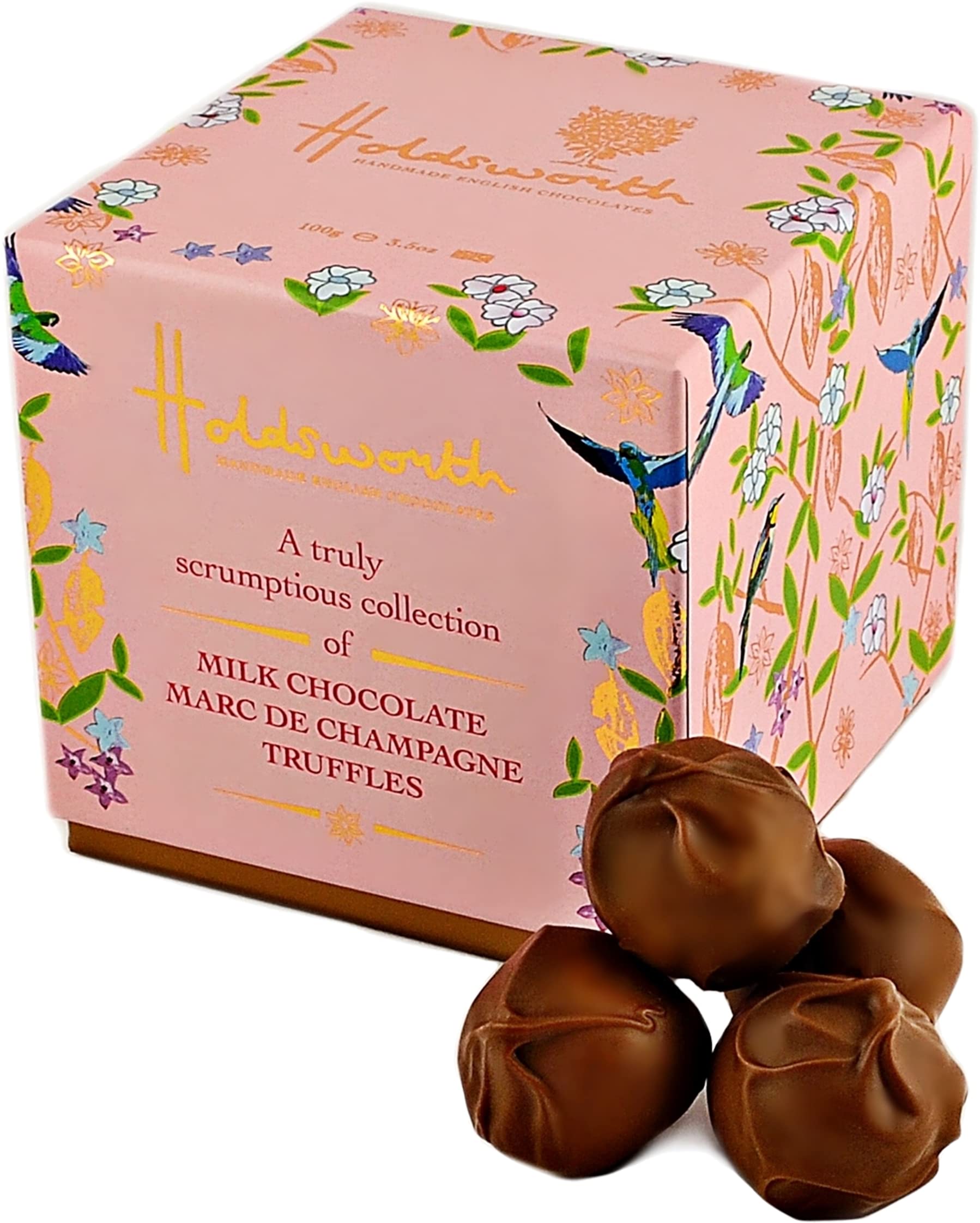 Holdsworth Chocolates Classics - Marc de Champagne Handmade Milk Chocolate Truffles 100g 1