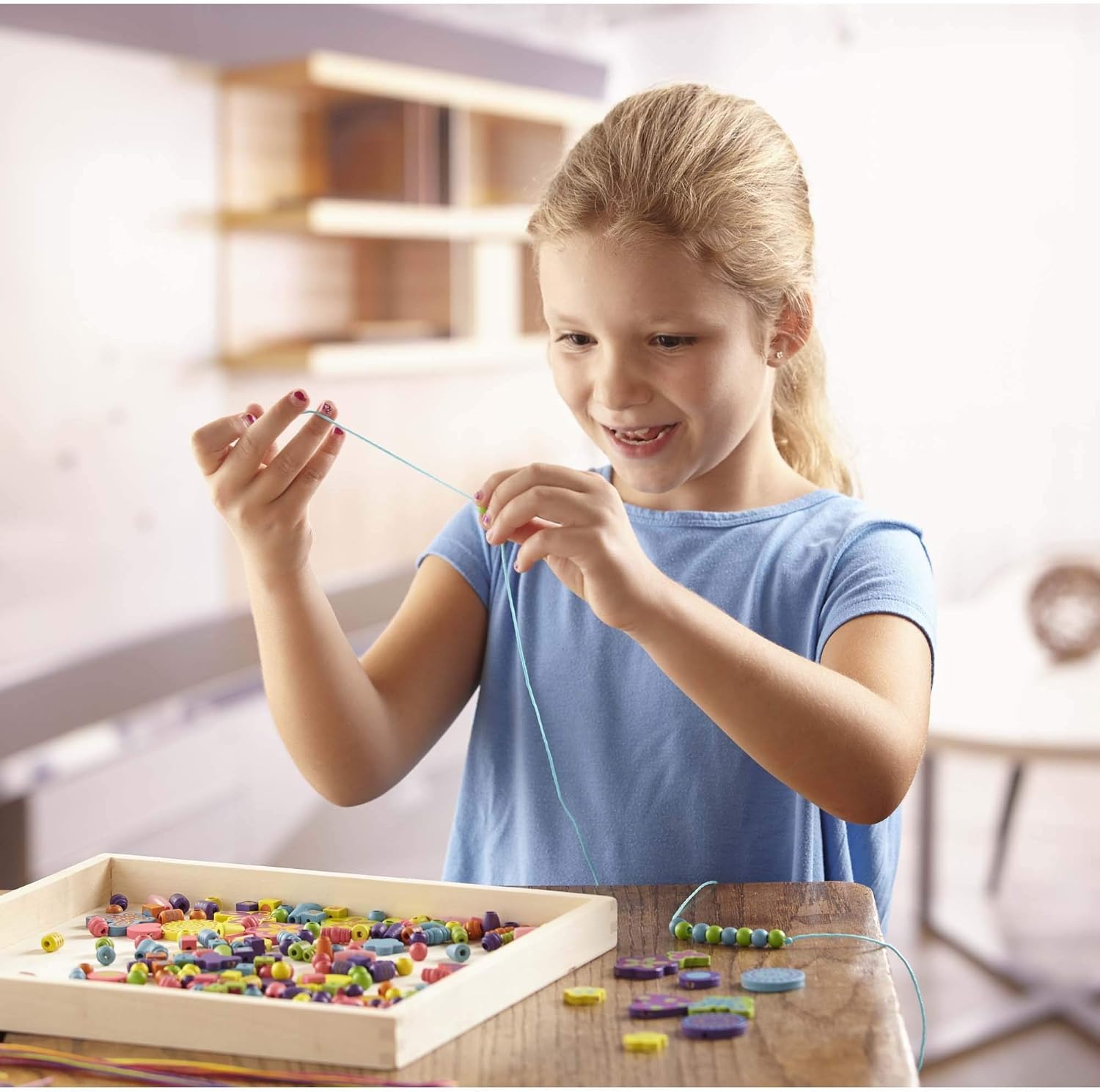 Melissa & Doug Wooden Bead Bouquet - Jewelry Making Craft Kit for Kids 4-8 3