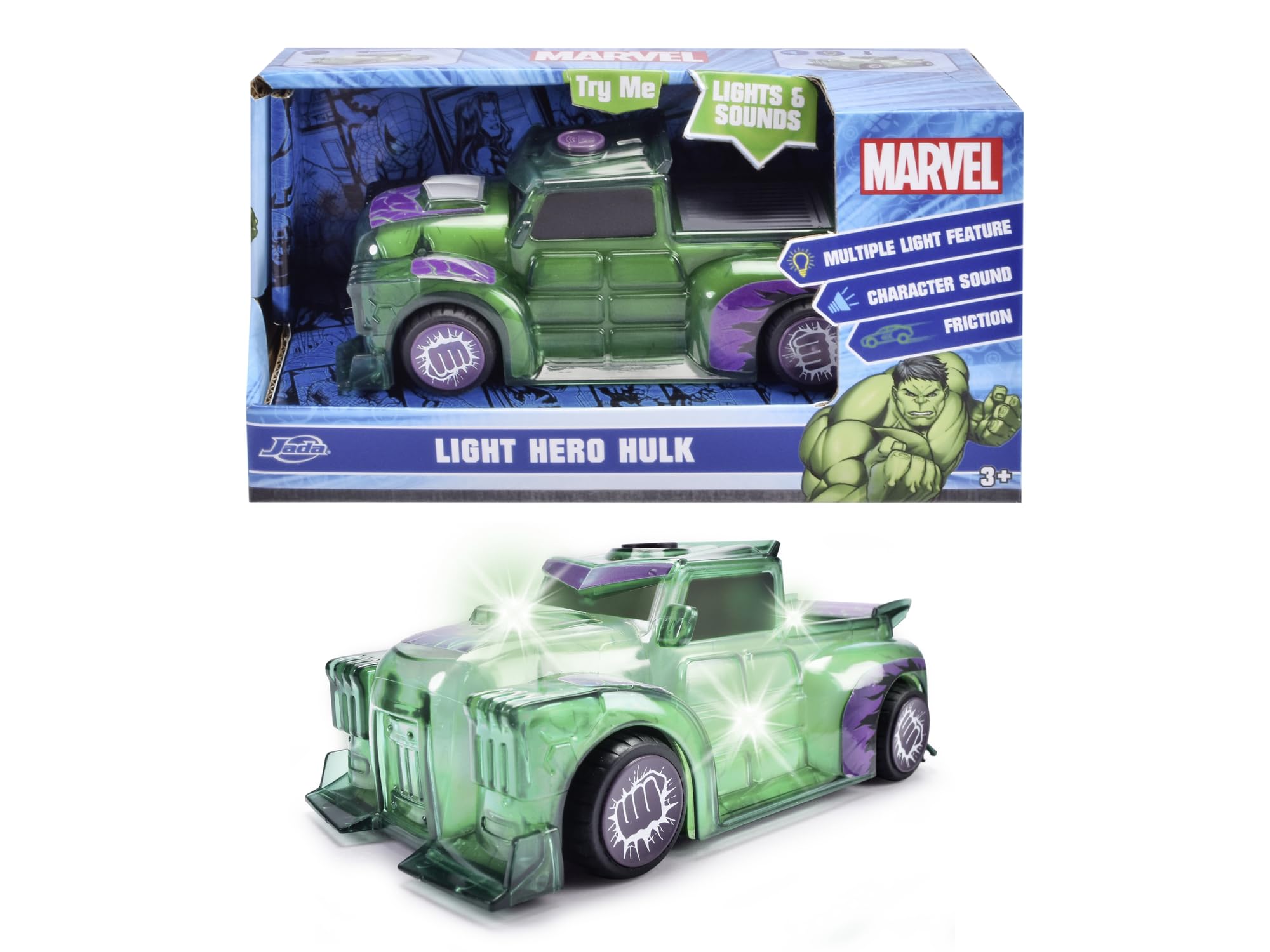 Jada Marvel Light Hero Hulk 1:32 Scale Vehicle - Light-Up & Sound Effects 5