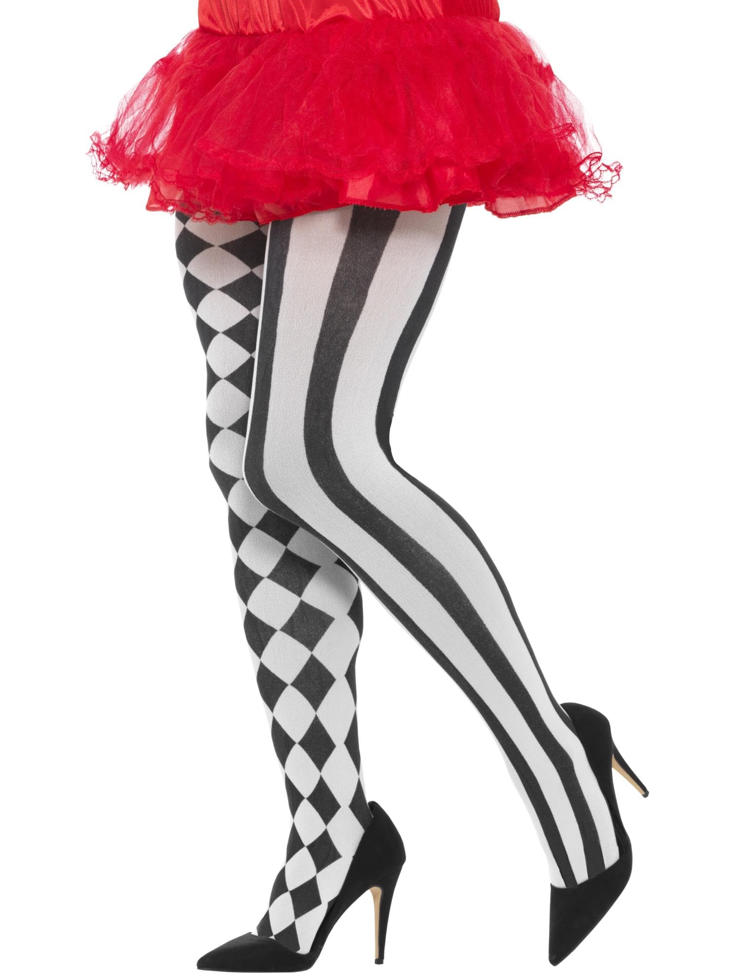 Smiffys Harlequin Tights White & Black Circus Fancy Dress Adult Costume Accessories