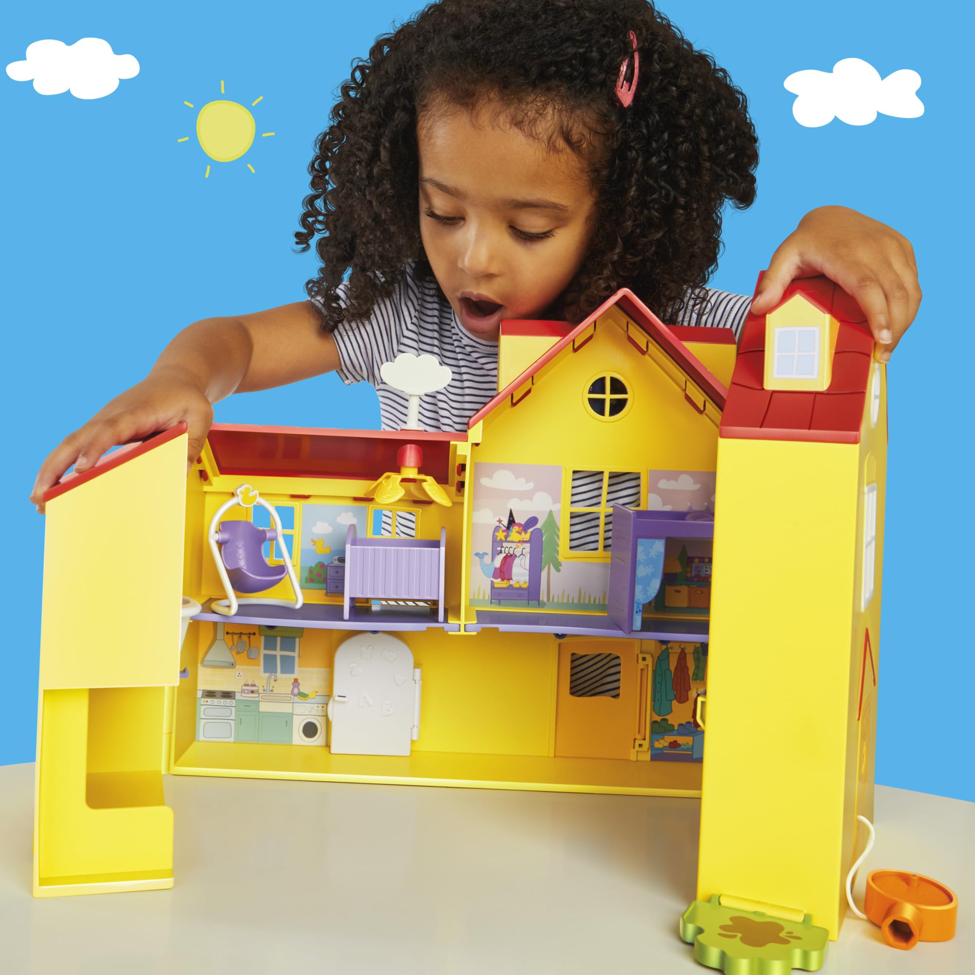 Peppa Pig Peppa's Big Family House Playset - 2-Floor 7-Room Doll House with 3 Figures & 16-Piece Set 6