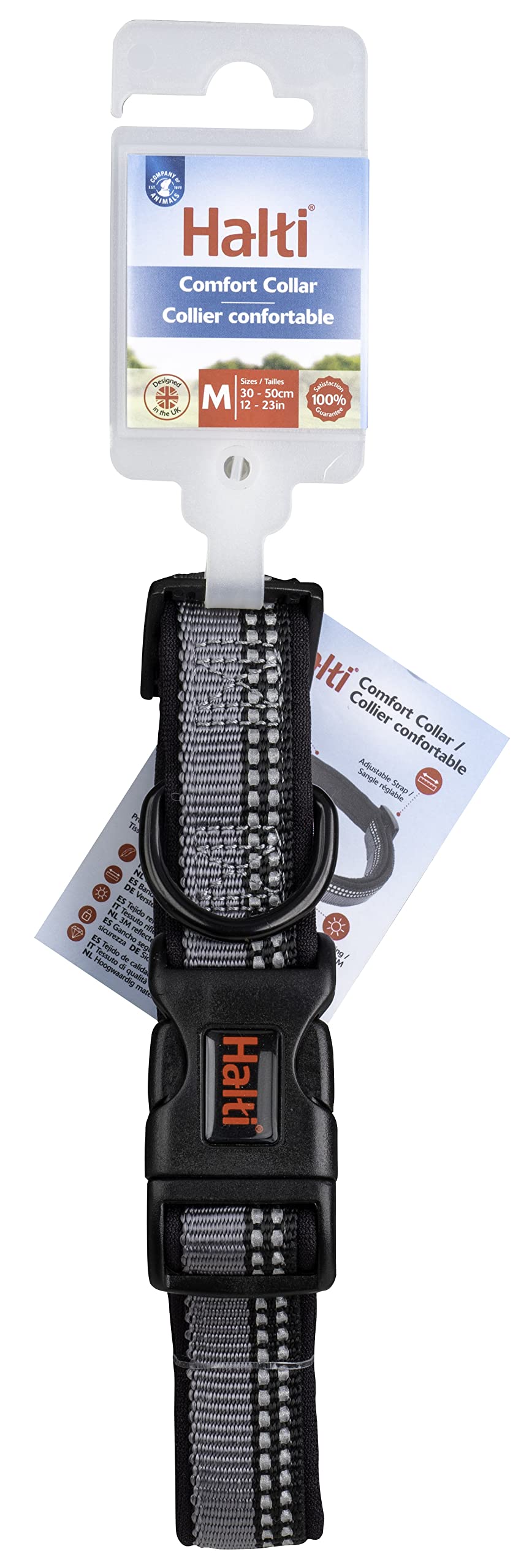 Halti Basic Collar - Large Size, Black | Durable Nylon & Neoprene Lining | Reflective Strip