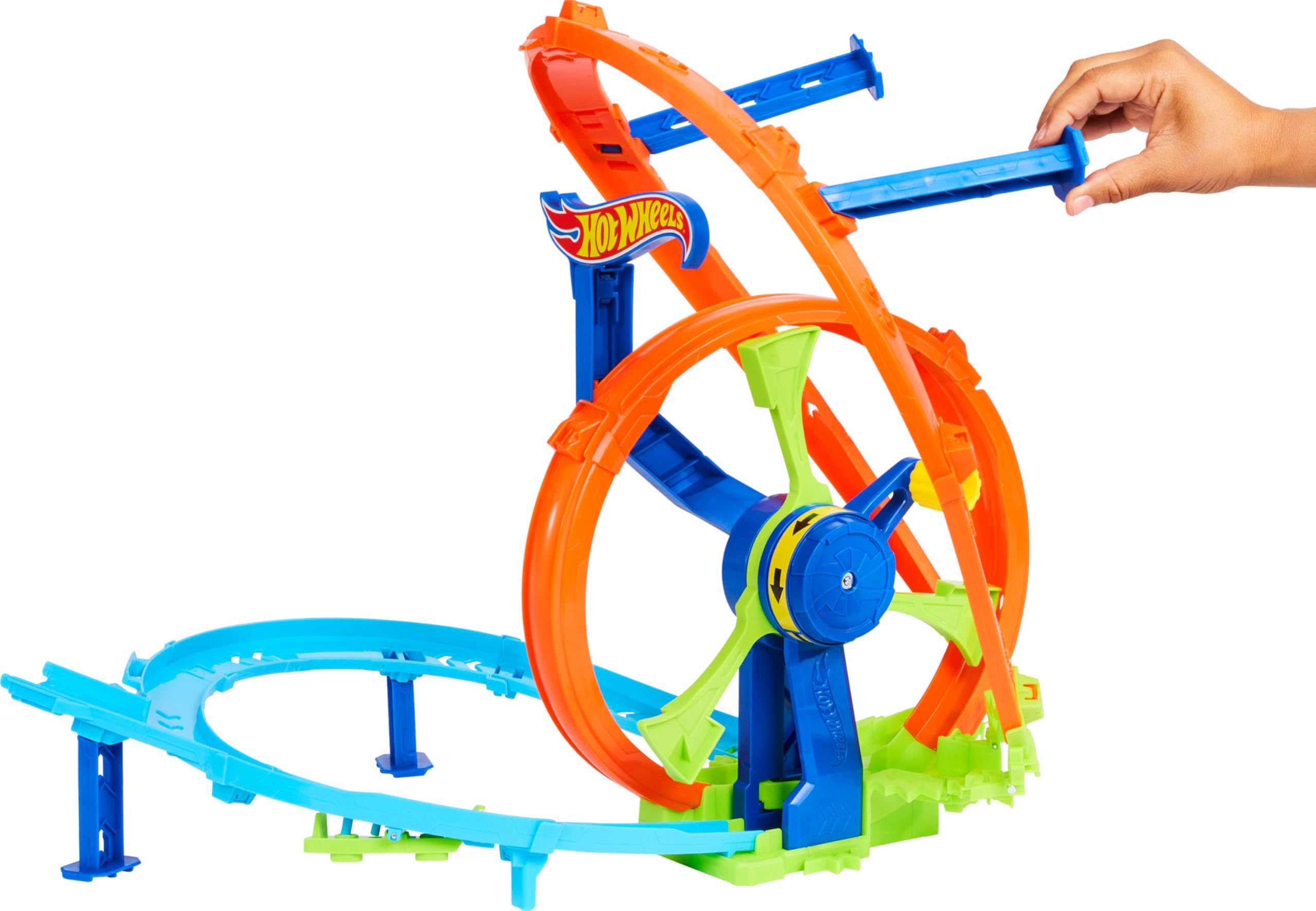 Hot Wheels Rapid Launch & Loop Playset - Crank-Powered Race Track for Kids 4+ 4