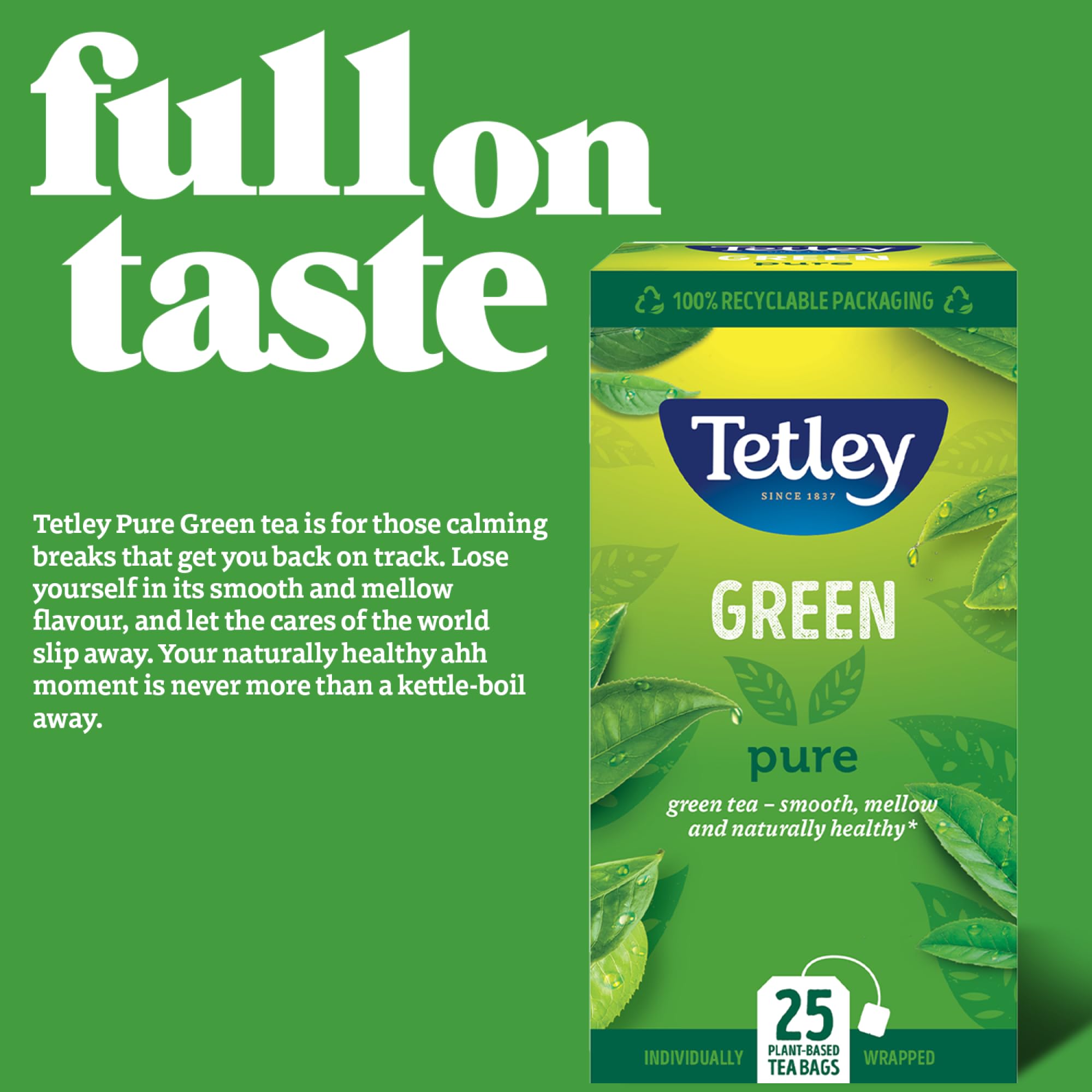 Tetley Pure Green Tea Bags – Natürlich mild und erfrischend – Rainforest Alliance-zertifiziert – 150 Teebeutel (6 x 25) 4