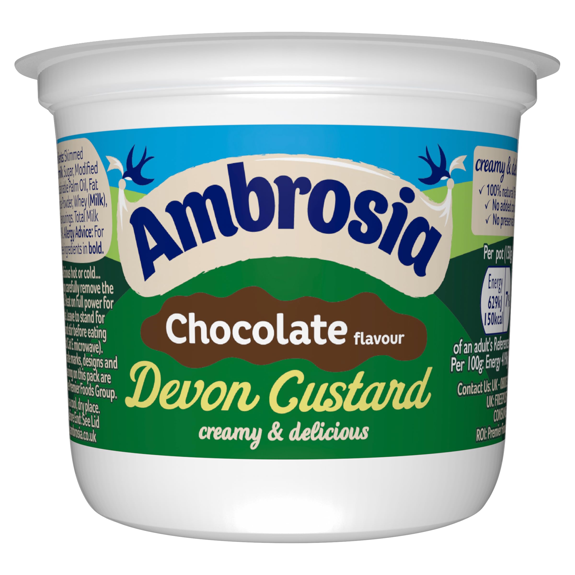 Ambrosia Devon Custard Chocolate Flavour, Creamy Ready-to-Eat Dessert, 150g 4