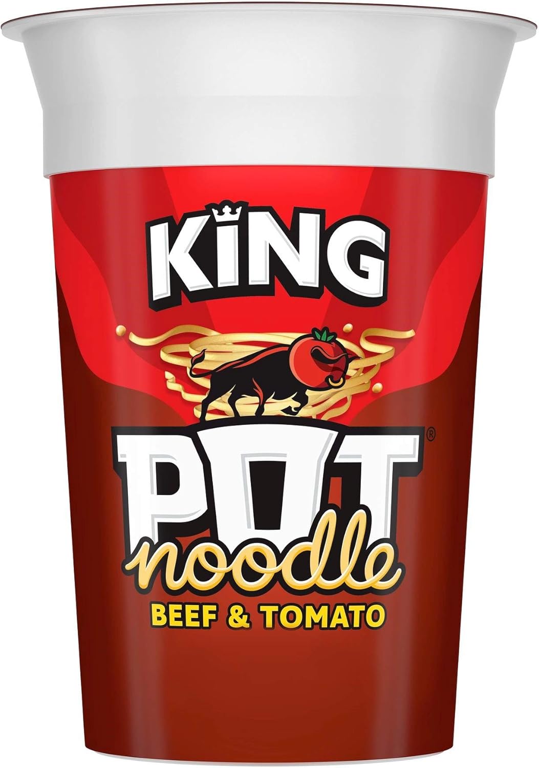 Pot Noodle Beef & Tomato Flavour King Pot – 12 x 114g Vegetarian Instant Noodles