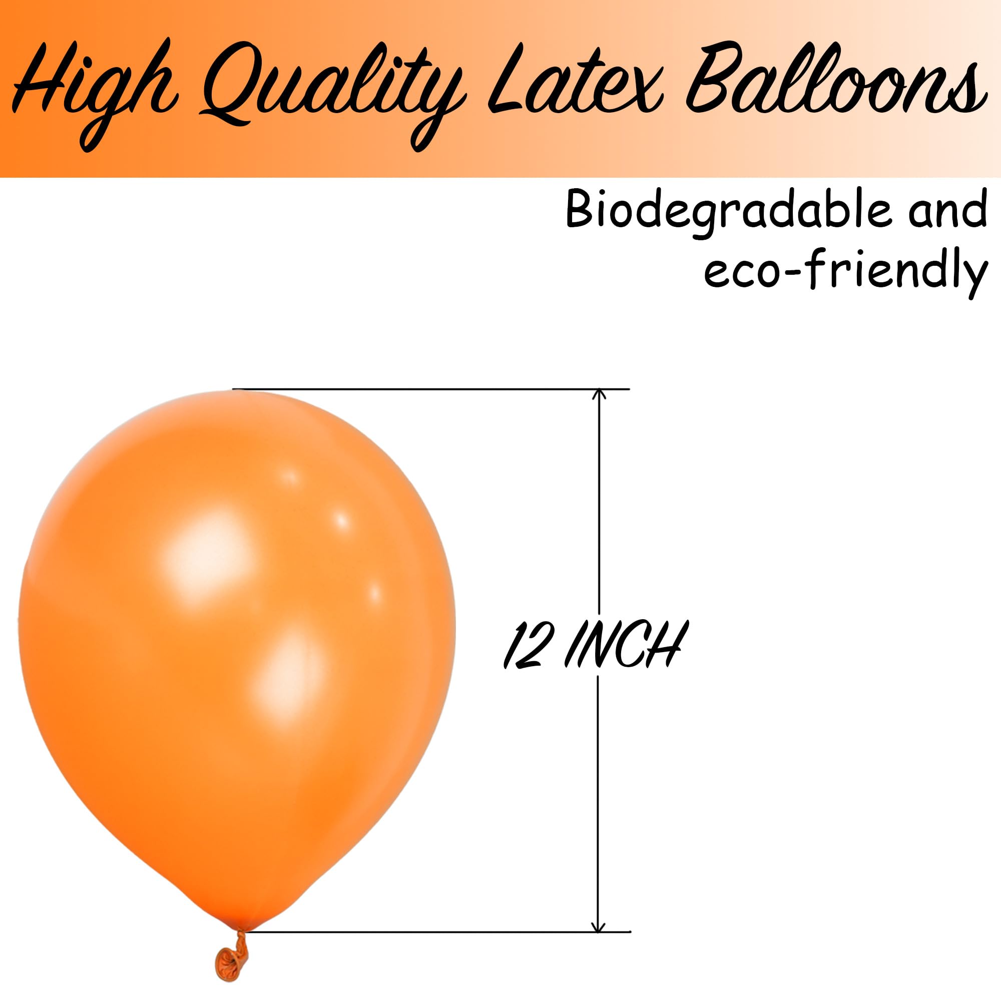 SHATCHI Orange Balloons - 50 Pack Large 12 Inch Thick Latex | Biodegradable for Party Decoration 3