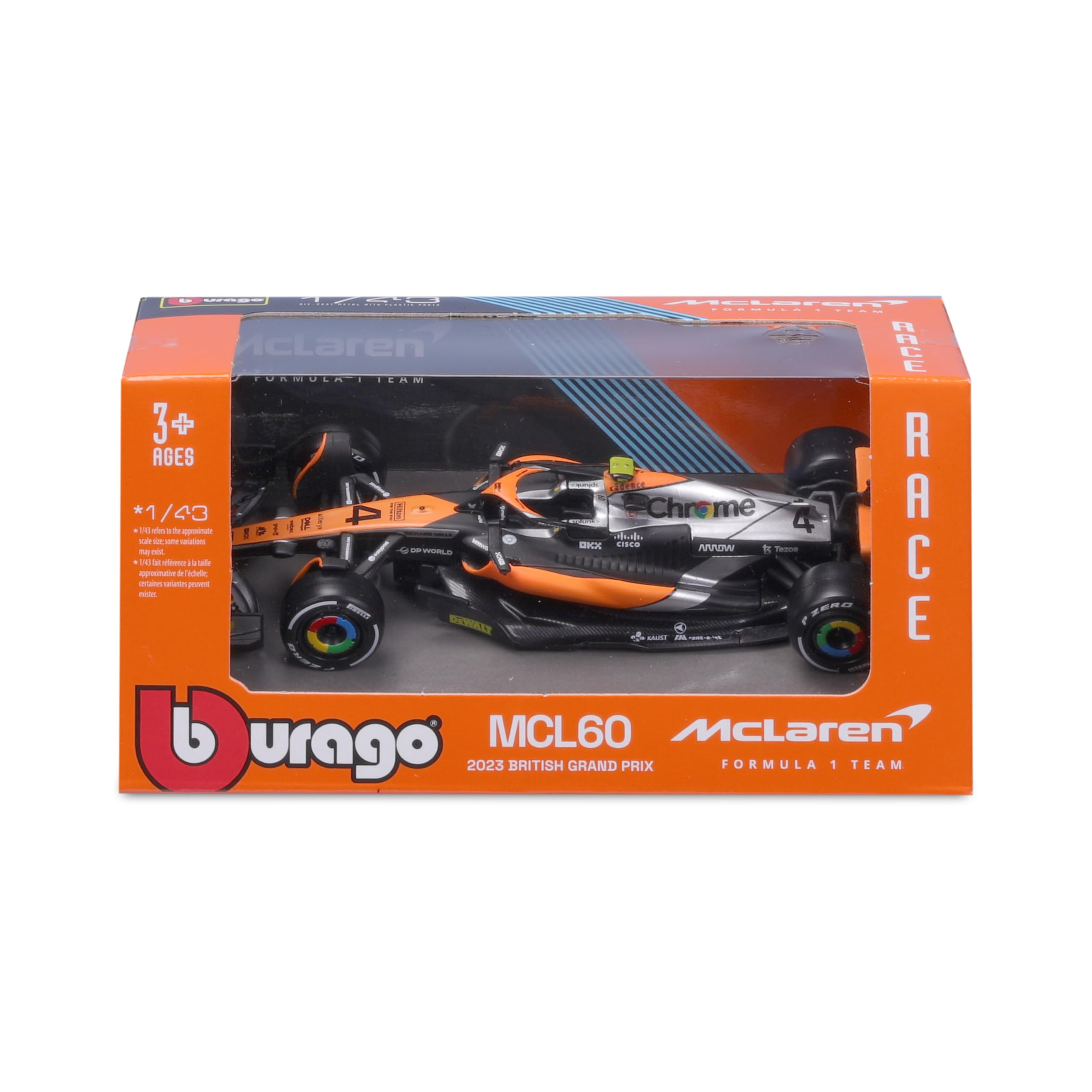 Bburago McLaren MCL60 2023 Norris Formula 1 Race Car - 1:43 Scale Die-Cast Collectible