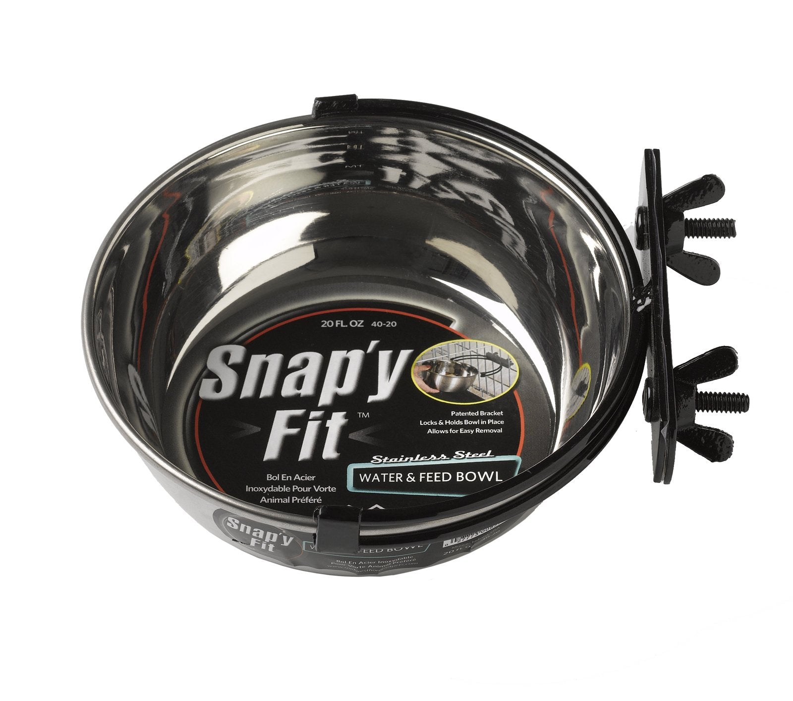 MidWest Homes for Pets Snap'y Fit Stainless Steel Bowl - Spill Proof | 20 oz Capacity | Attaches to Crate 1