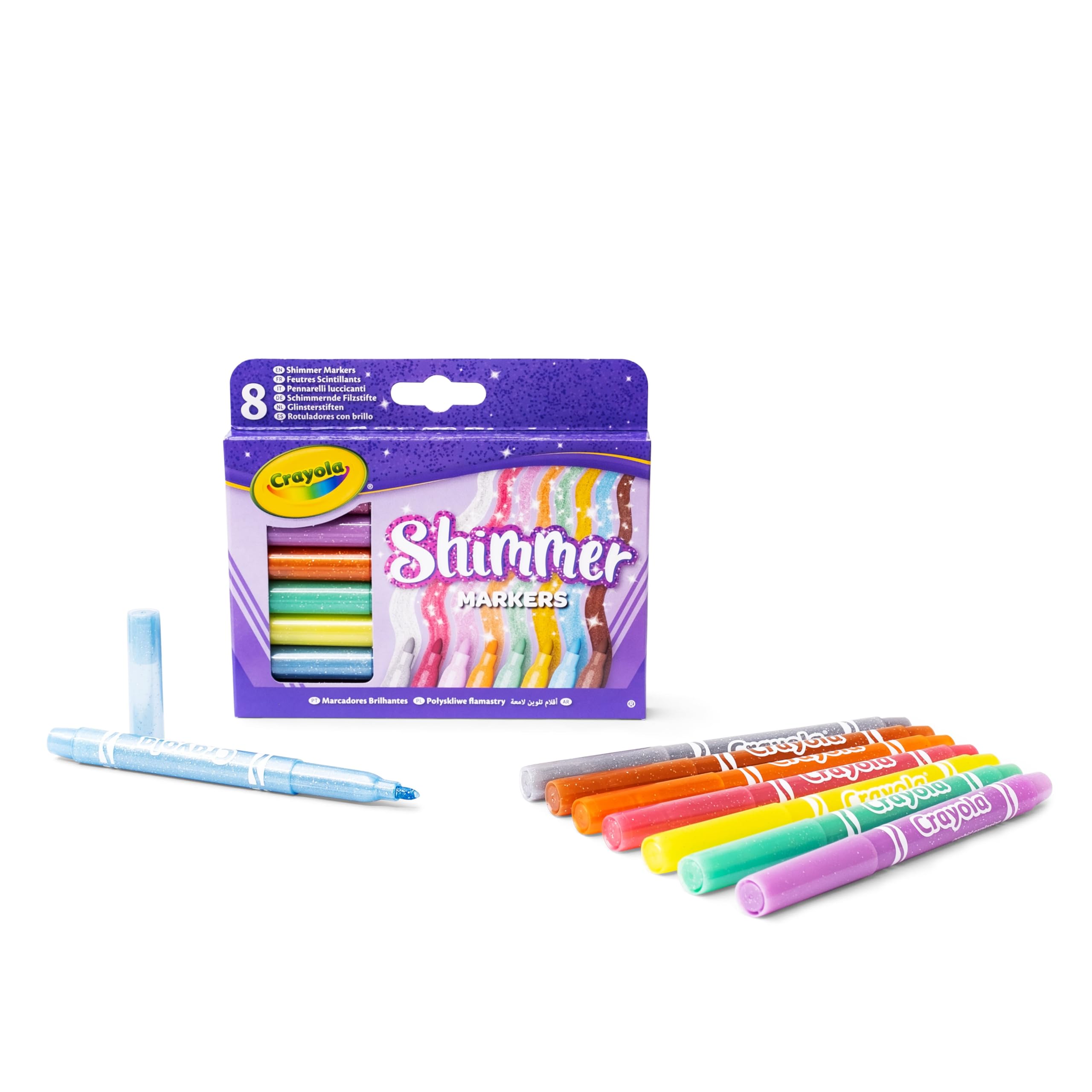 CRAYOLA - Shimmer Markers (Pack of 8) | Washable, Non-Toxic, Arts & Crafts Coloring Pens