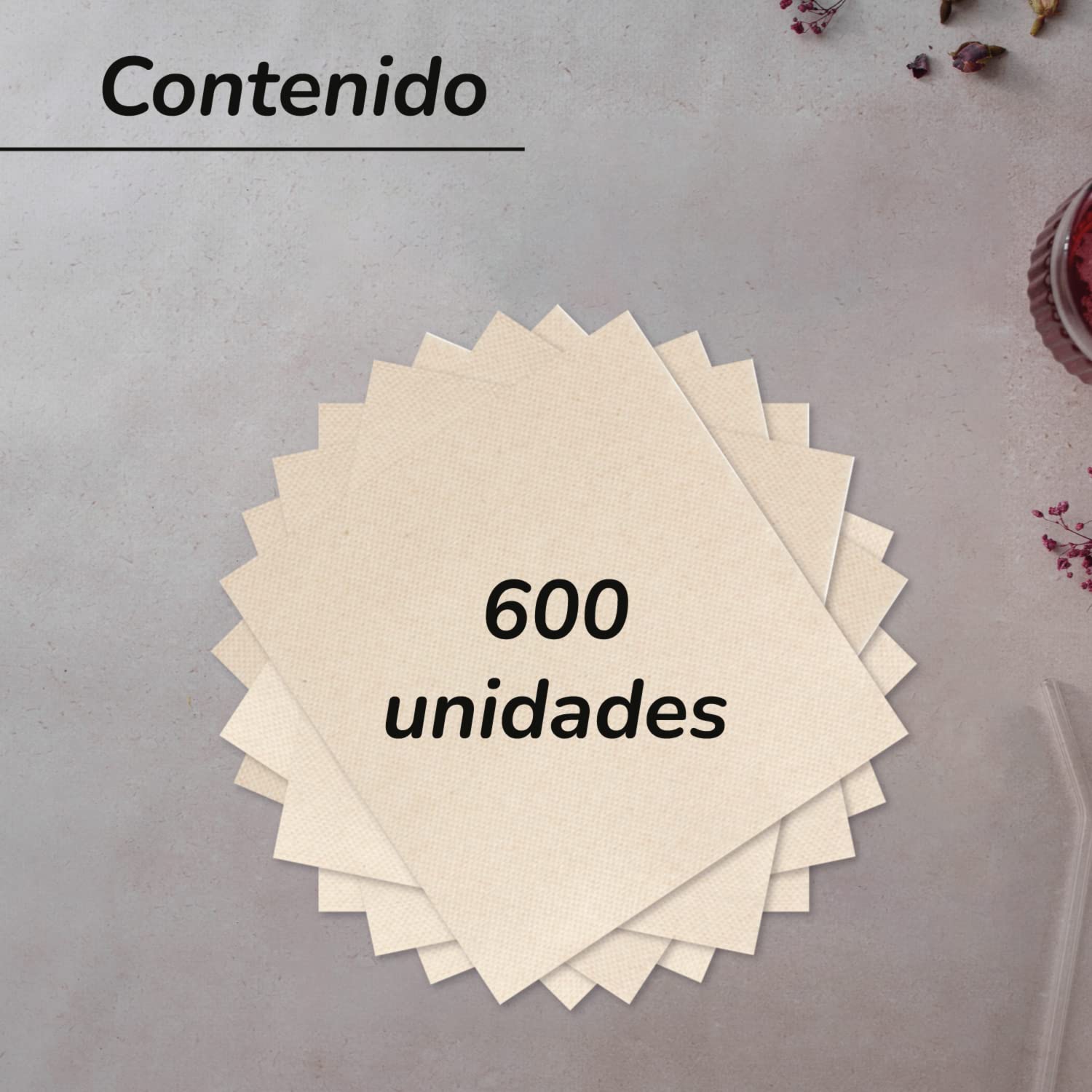 Hostelnovo Eco 10x10 cm Recyclingpapierservietten - 600er-Packung, biologisch abbaubare Cocktailservietten 7