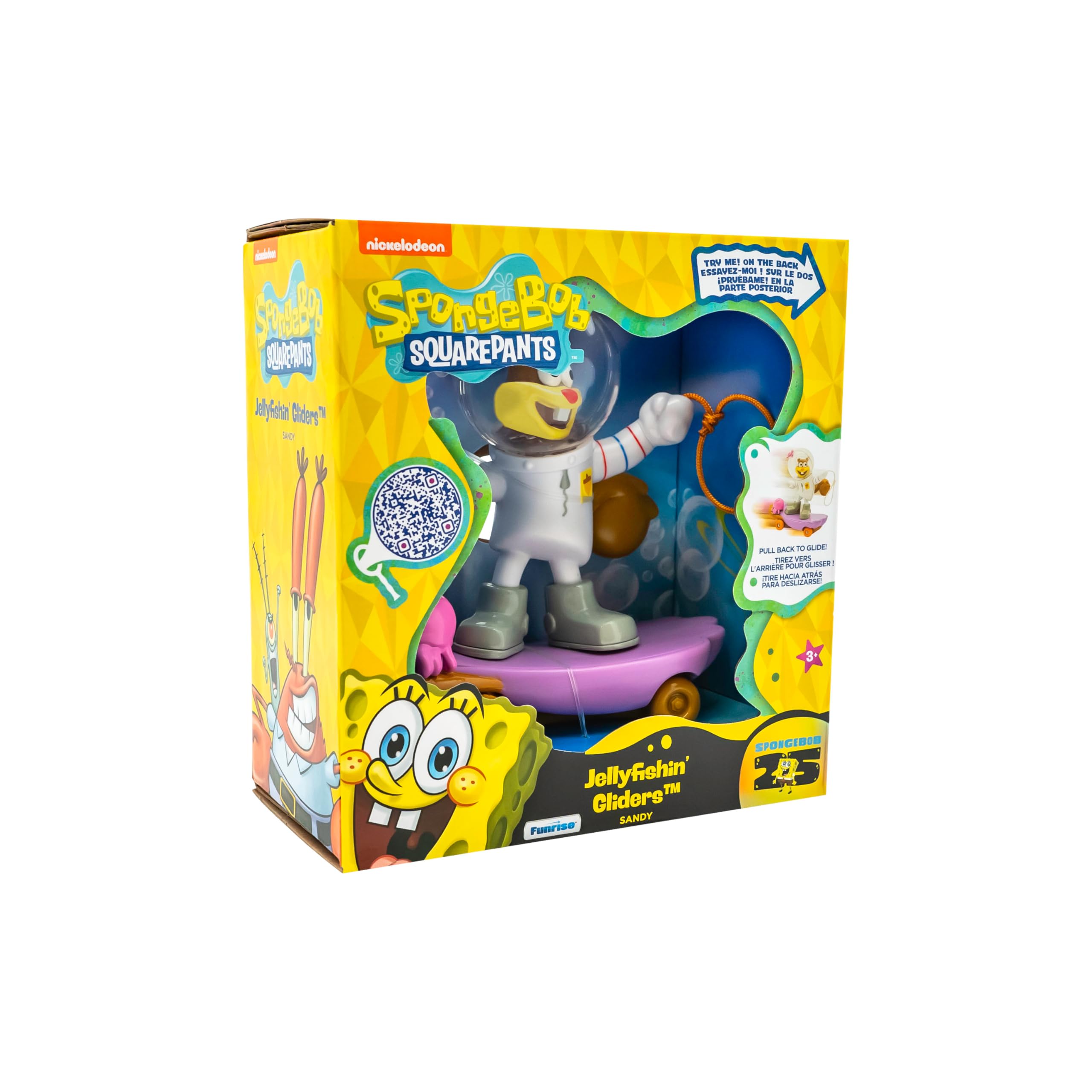 SpongeBob SquarePants Jelly Fishin’ Gliders - Sandy Cheeks Pull-Back Surf Toy for Ages 3+ 6