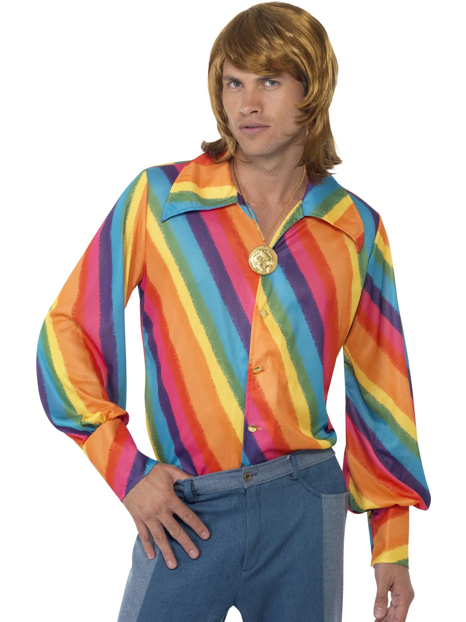 Smiffys 1970s Colour Shirt - Adult Size L (42'-44' Chest) | Polyester | Multi-color 1