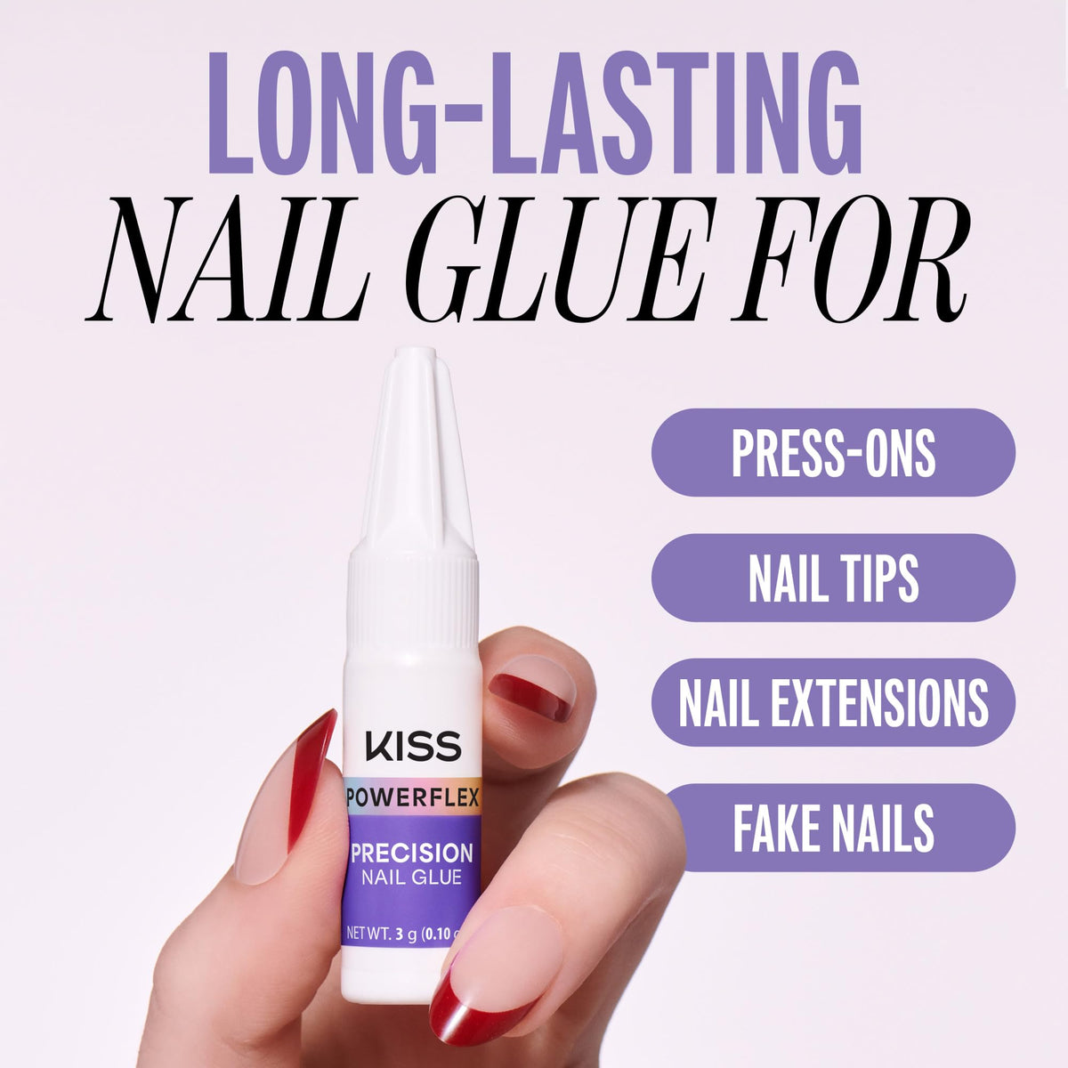 kiss new york Powerflex Precision Nail Glue - Flex Formula, Ultra Hold, Instant Repair