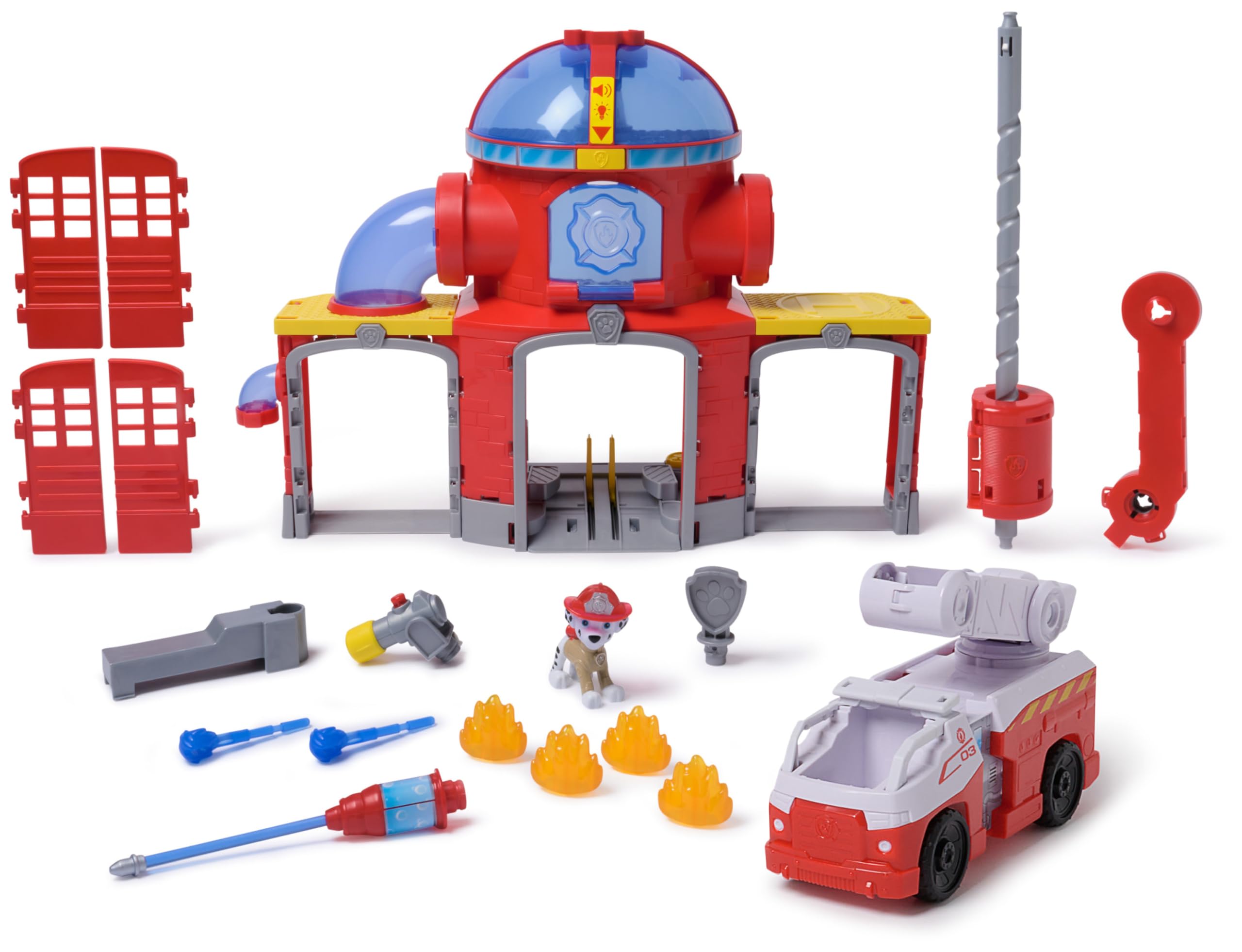 PAW Patrol Fire Rescue Command Center with Marshall Figure - Playset for Ages 3-9