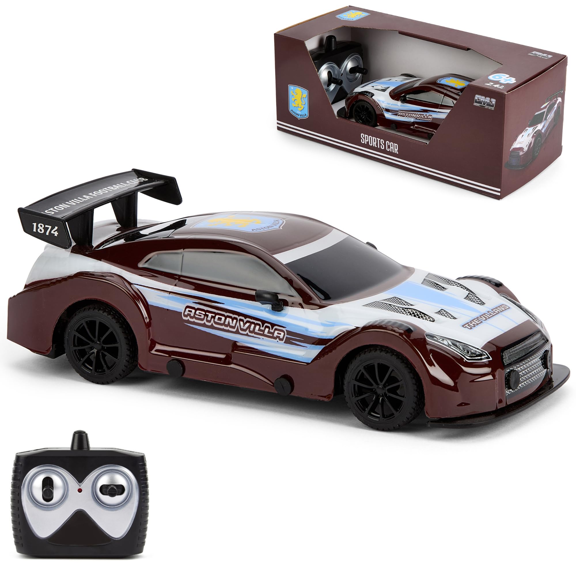 Aston Villa FC Officially Licensed RC Sports Car - 1:24 Scale Remote Controlled Vehicle for Kids