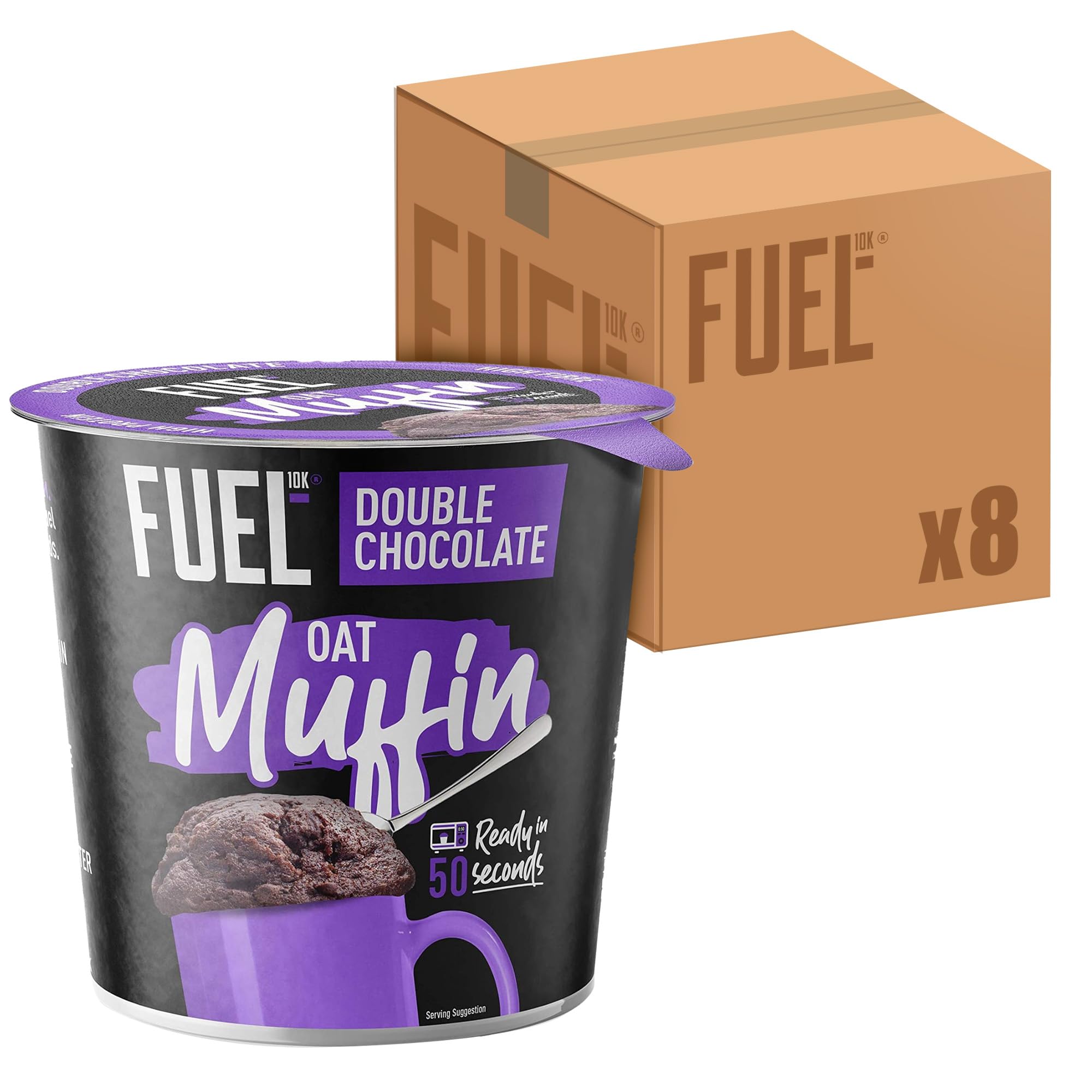 FUEL10K Chocolate Oat Muffin Protein Snack Pot - 10g Protein | Double Chocolate | Pack of 8 x 52g