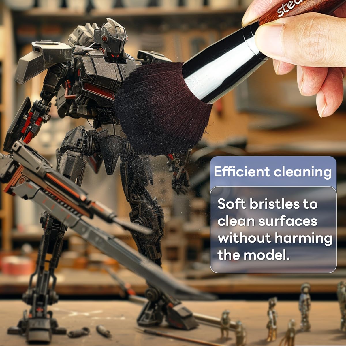 stedi Model Cleaning Brush Set - 3 Piece Precision Dusting Tool for Gundam, Statues, Scale Models