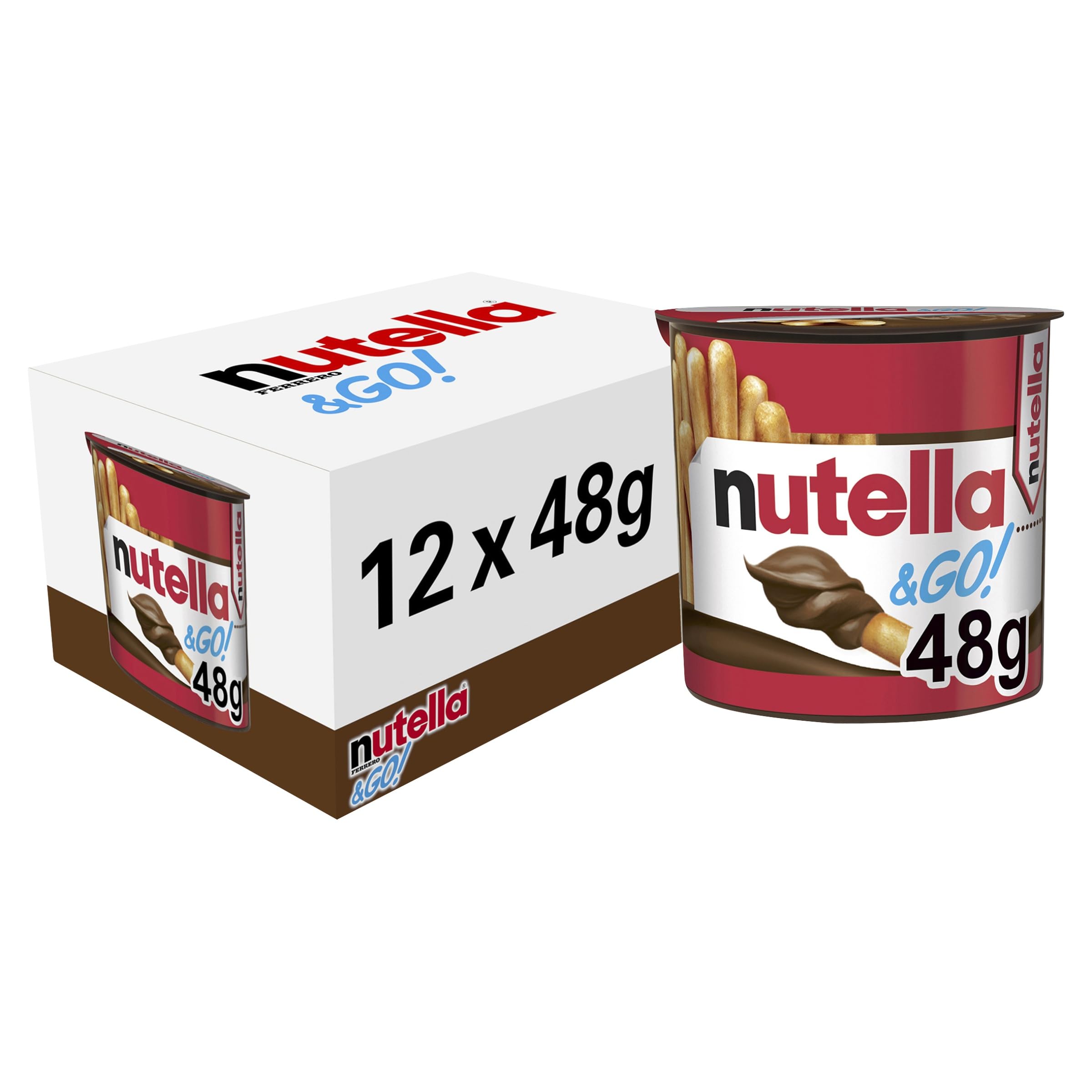 Nutella &Go! Hazelnut Snack Kit, Portable Chocolate & Breadstick Snack Pack, 12 Count