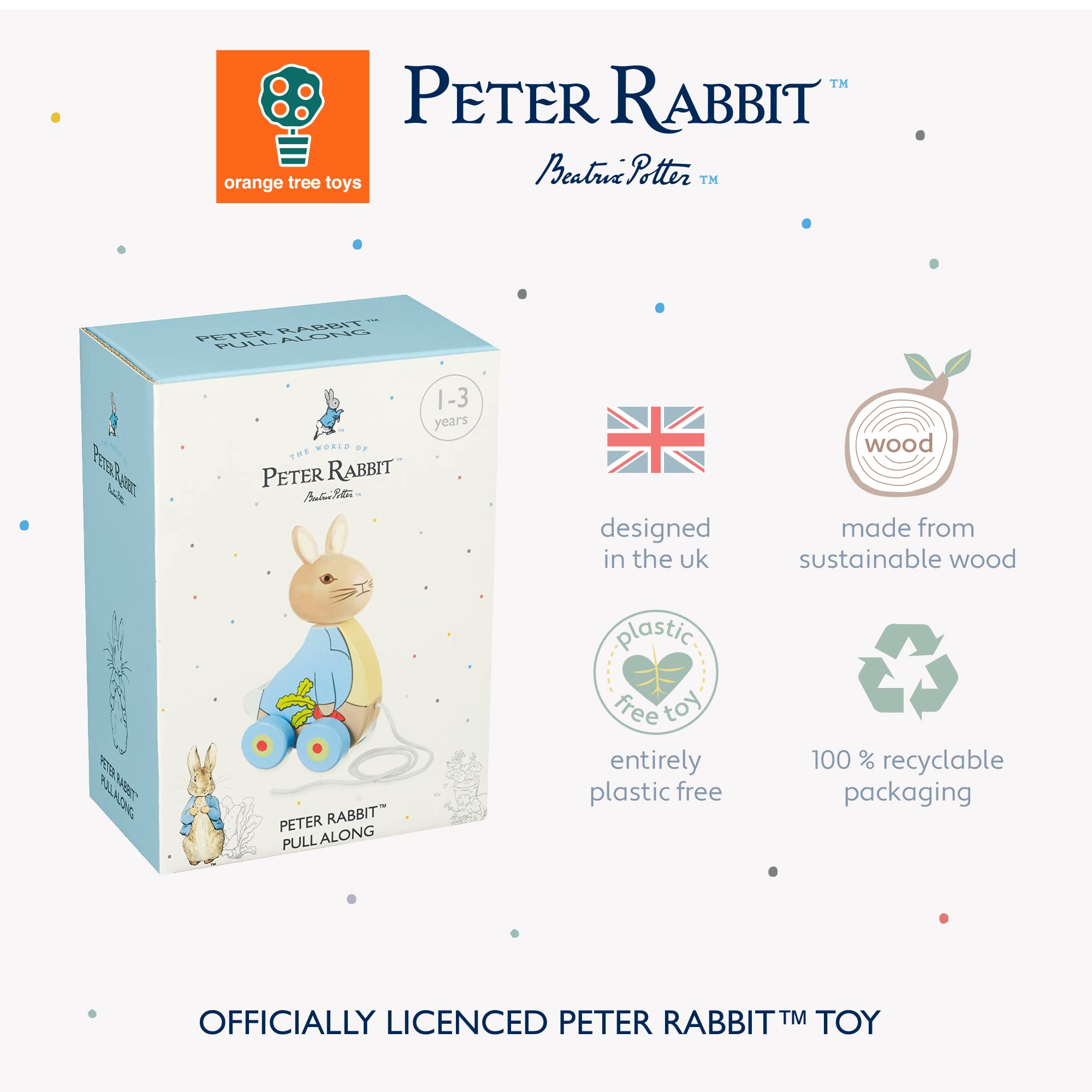 Peter Rabbit Wooden Pull Along Toy - Handcrafted Wood Animal for Toddlers 12 Months+ 8