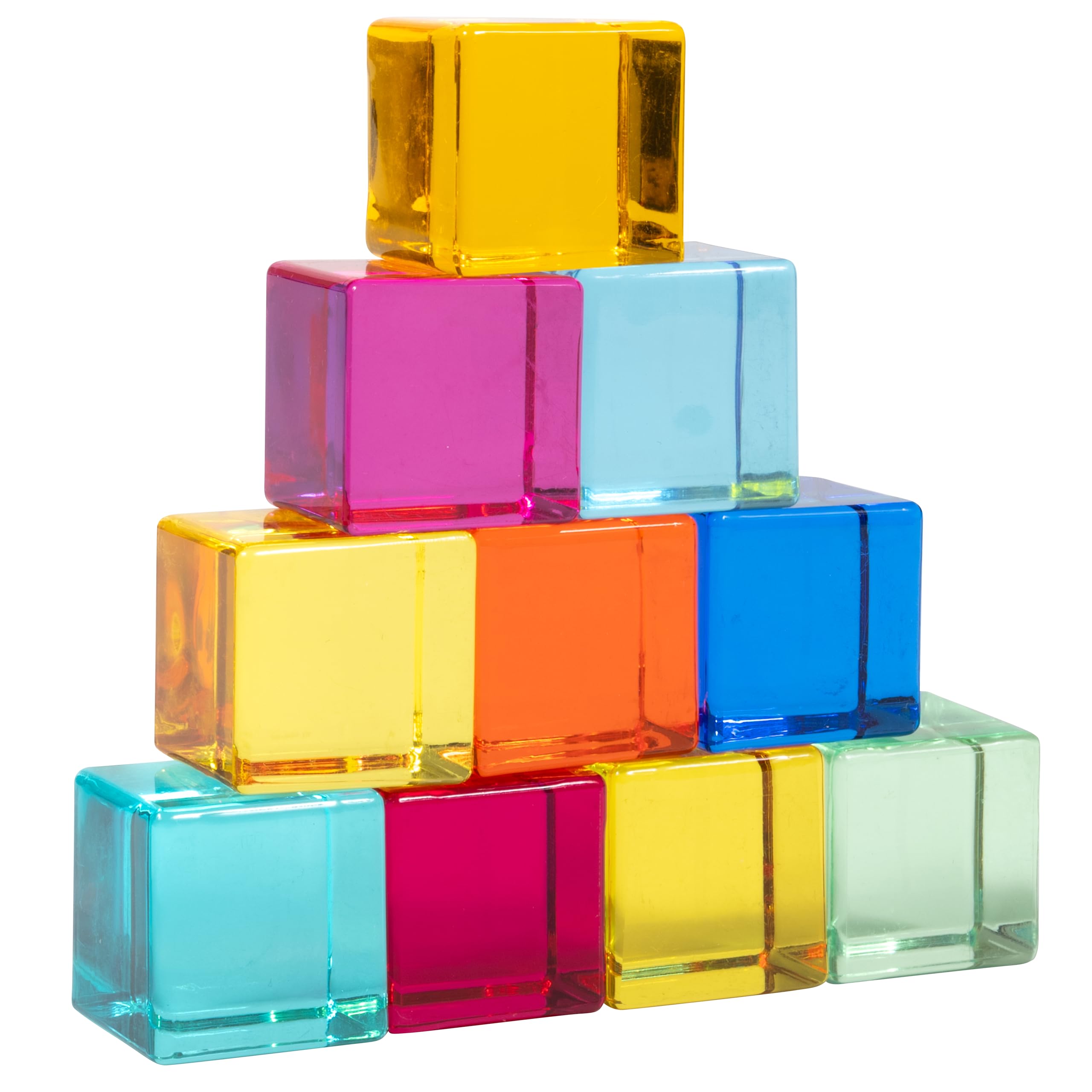 TickiT Gem Cubes - Rainbow Acrylic Stacking Blocks for Toddlers 3+