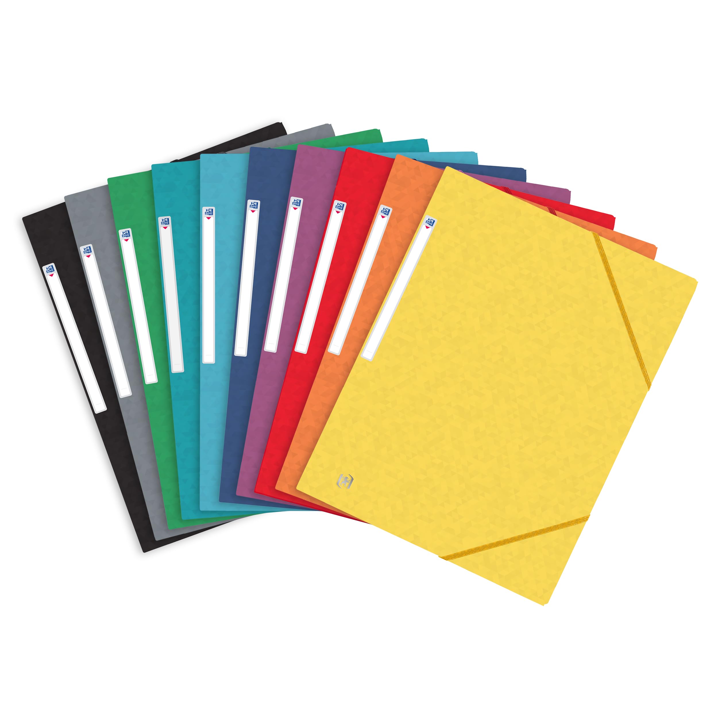 Oxford Document Wallets A4, Assorted Colours, Pack of 10, Durable Manilla Card with Elastic Closure