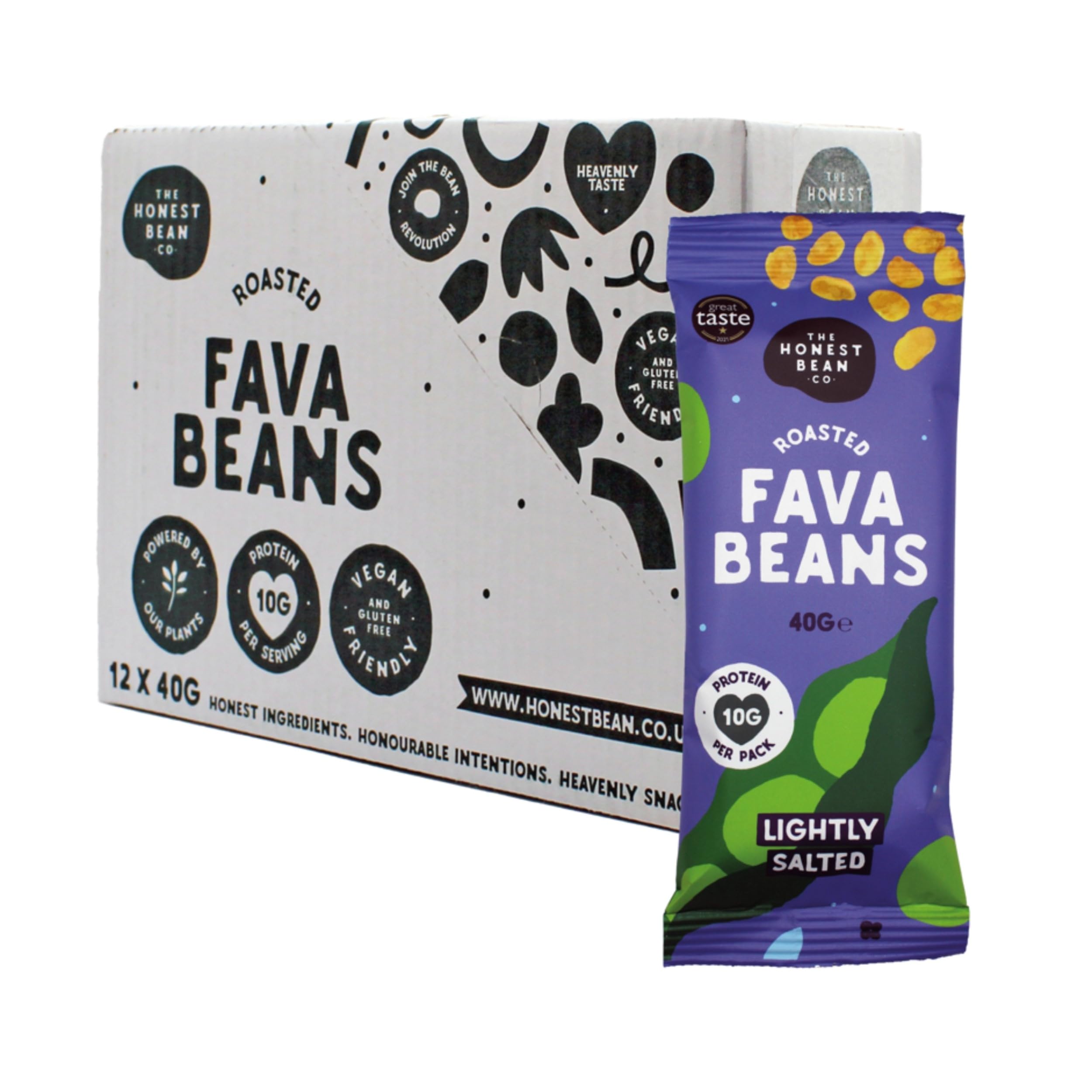 The Honest Bean Co Roasted Fava Bean Snacks Lightly Salted 480g - High Protein Vegan Snack