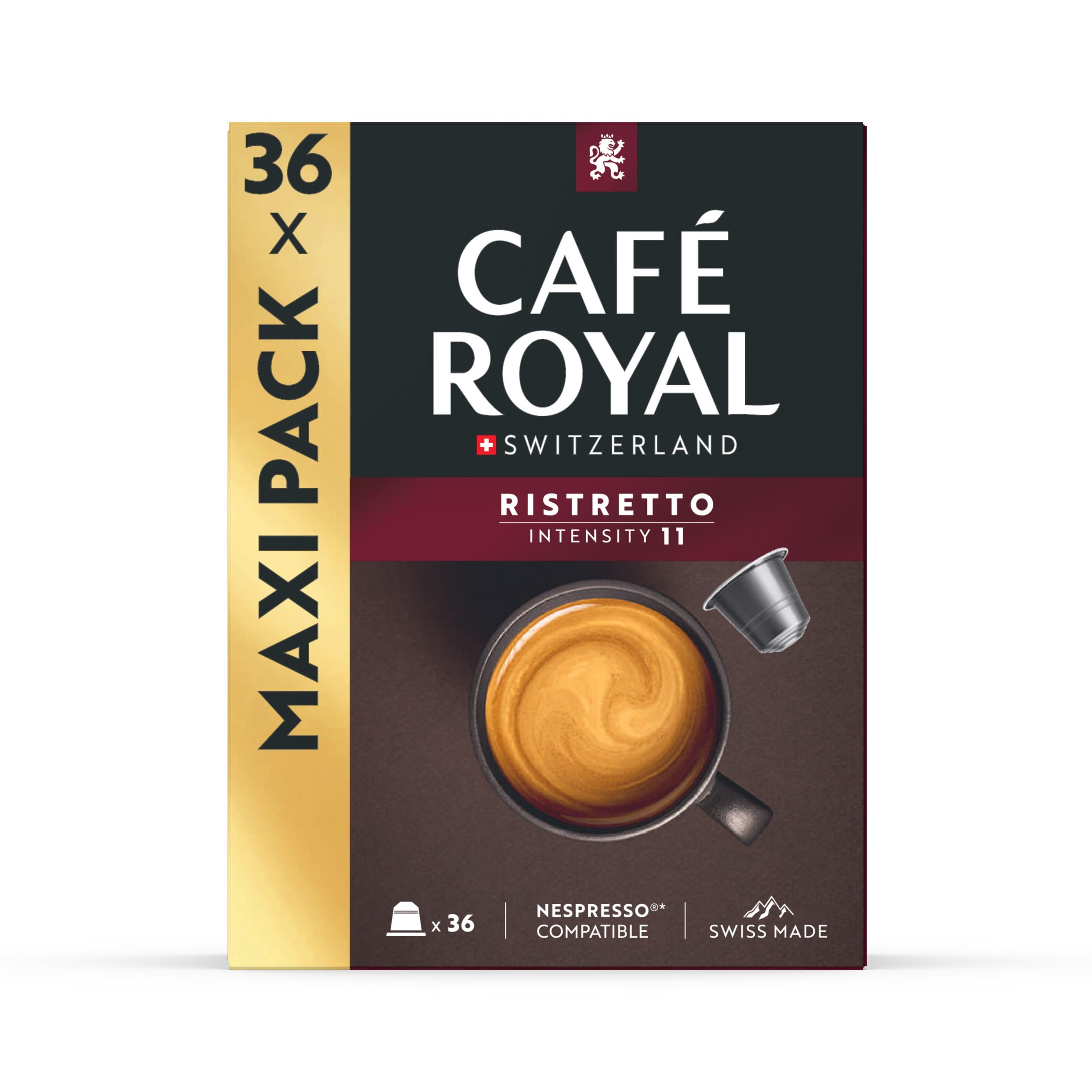 Café Royal Ristretto Nespresso Compatible Capsules | Intensity 11 | 36 Count | 80% Recycled Aluminium