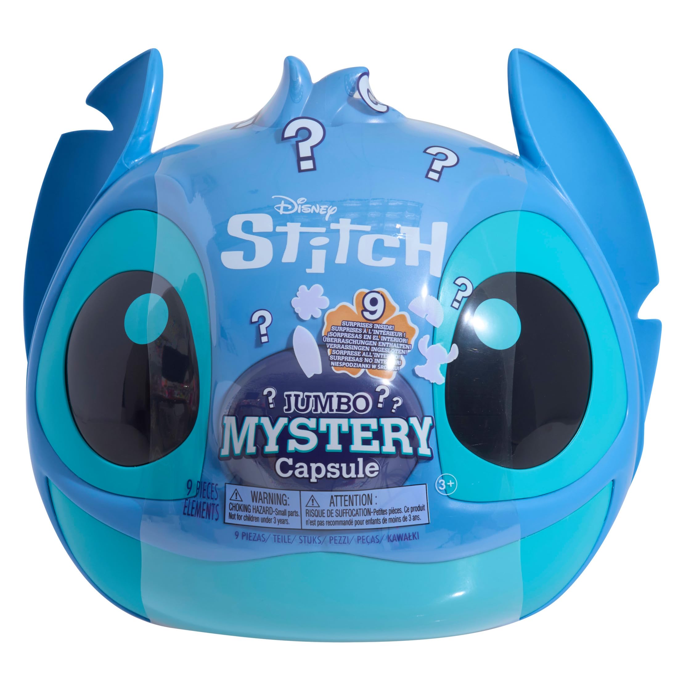 Disney Stitch Jumbo Mystery Capsule - 9-Inch Blind Box with 7 Surprises for Kids Ages 3+