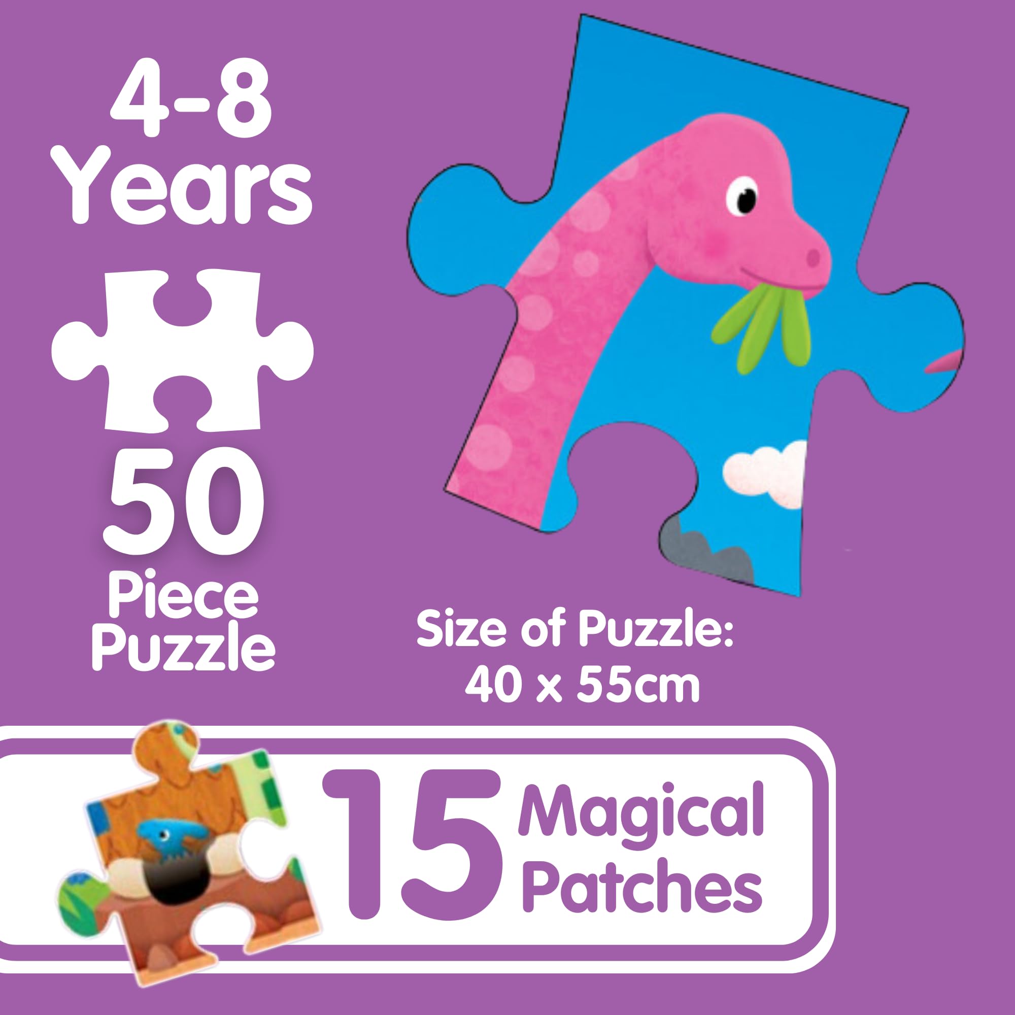 Galt Magic Puzzle Dinosaurs - 50 Piece Rub & Reveal Jigsaw Puzzle for Kids Ages 4-8