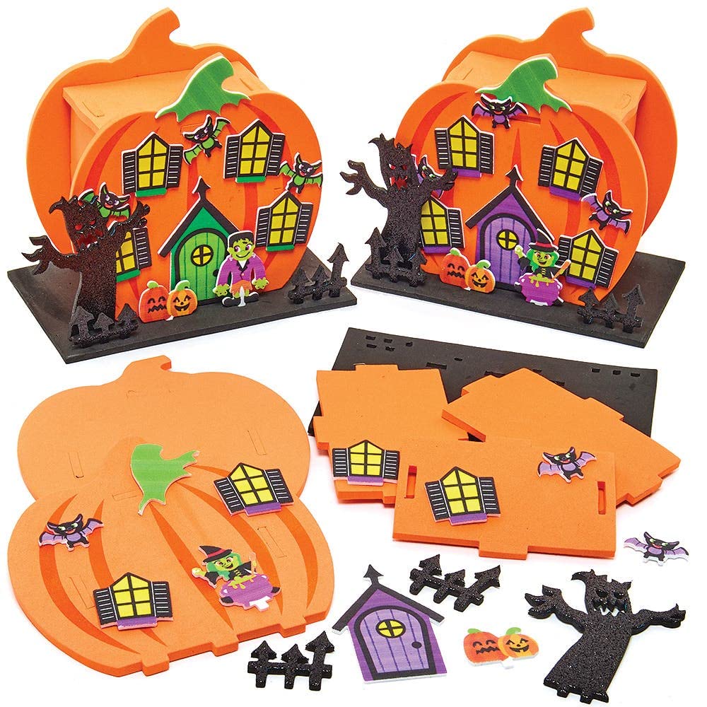 Baker Ross FX254 Pumpkin House Craft Kit - Pack of 2 Halloween Papercraft Decorations