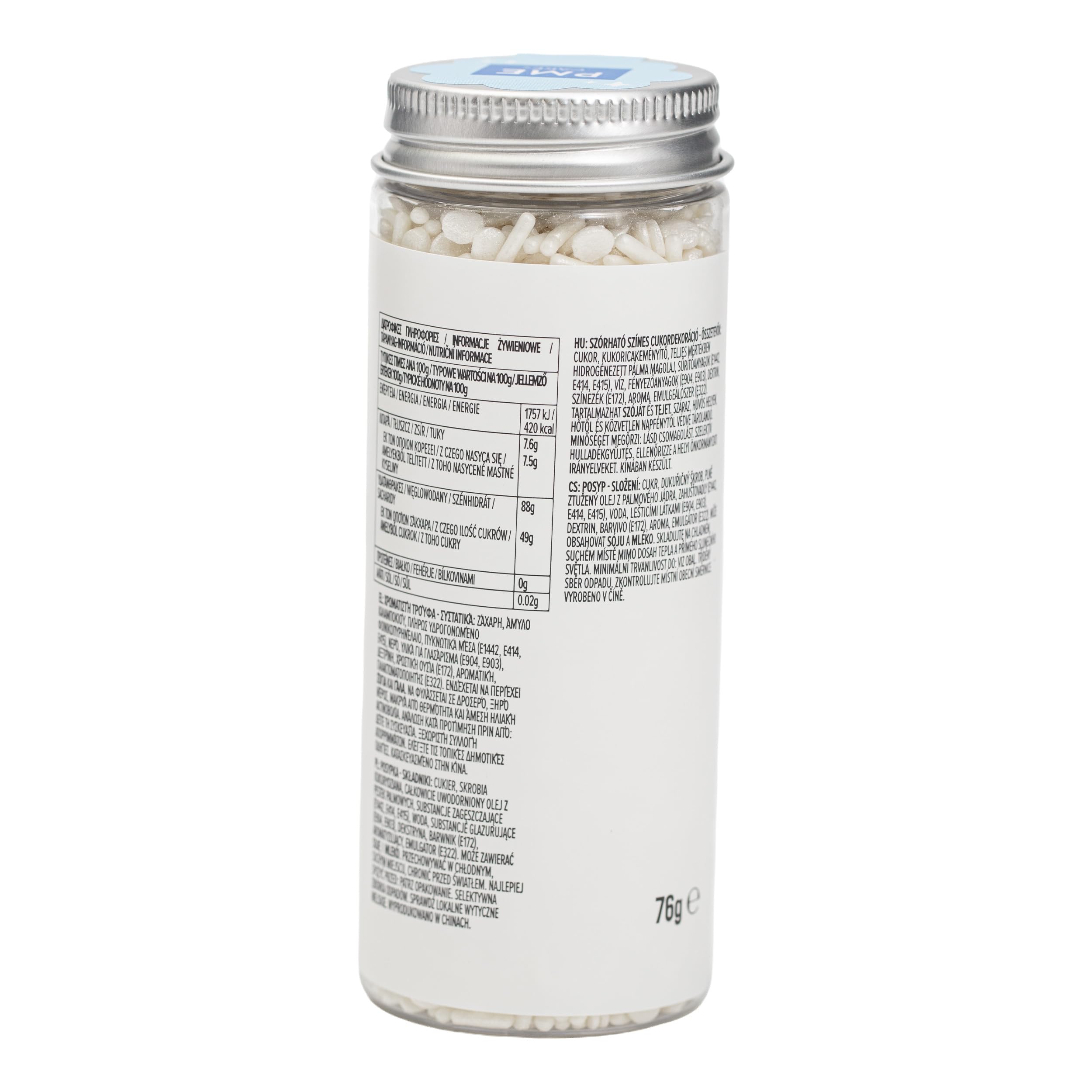 PME Cake Sprinkle Mix - White Pearl | 76g Blend of Strands, Beads & Confetti