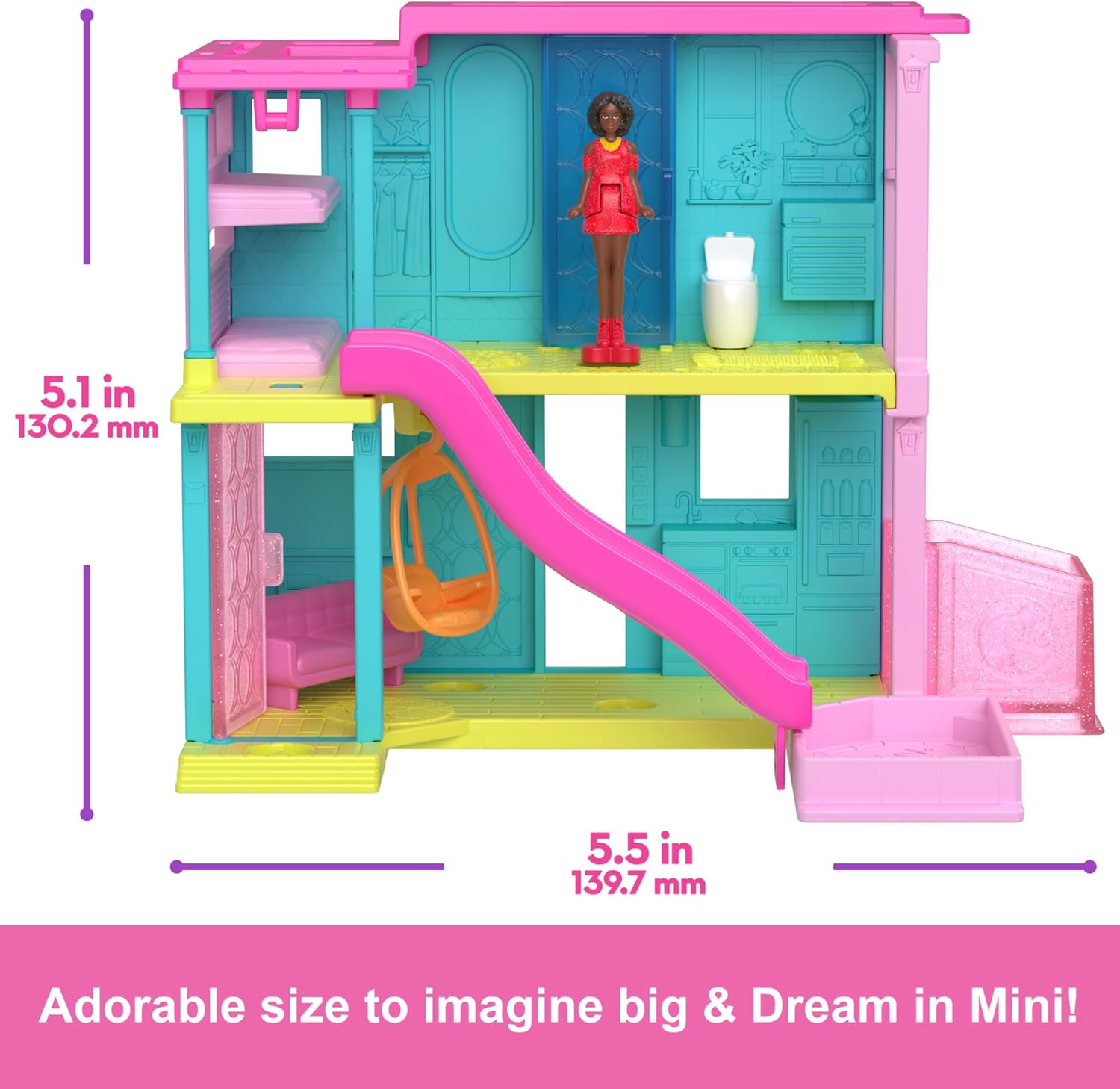 Barbie Mini BarbieLand Doll House Set - Mini Dreamhouse with 1.5-inch Doll & Pet, Ages 4+ 5