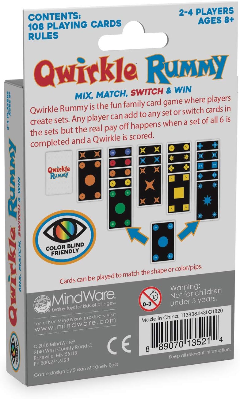 MindWare Qwirkle Rummy Card Game - Color-Blind Friendly, Ages 8+ 3