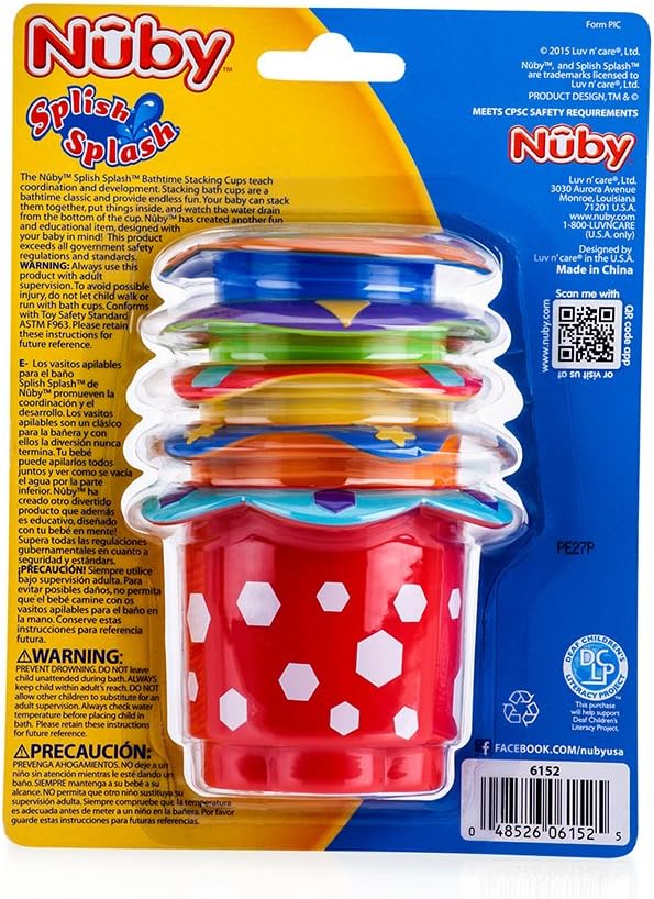 Nuby Splish Splash Stacking Cups - Water Play & Educational Bath Toy 5