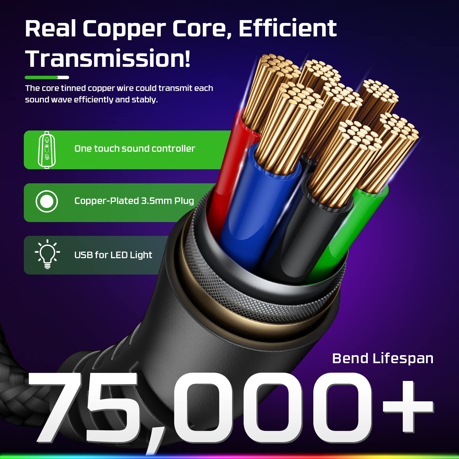 Fachixy FC-100 Gaming-Headset für PS4, PS5, PC, Xbox One, Switch – RGB-Beleuchtung, 50-mm-Treiber, Mikrofon mit Geräuschunterdrückung 7