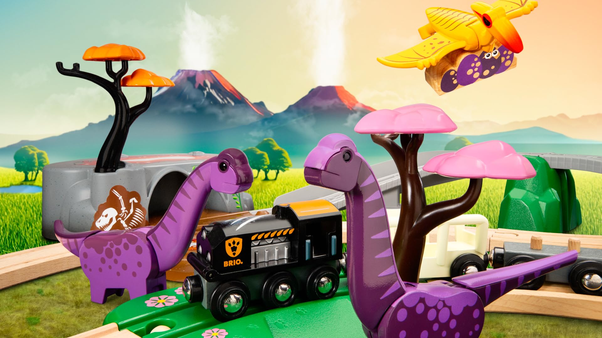 BRIO World Dinosaur Adventure Train Set - Wooden Train Playset for Kids 3 Years+ 5