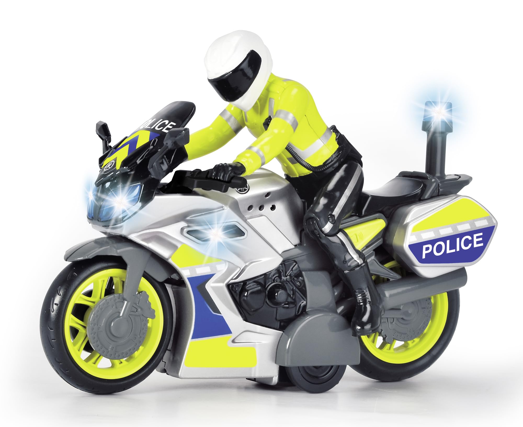Dickie Toys 203712018 Yamaha Police Motorcycle with Officer Figure - Friction-Powered Ride-On Toy with Lights & Sound for Kids 3+ 3