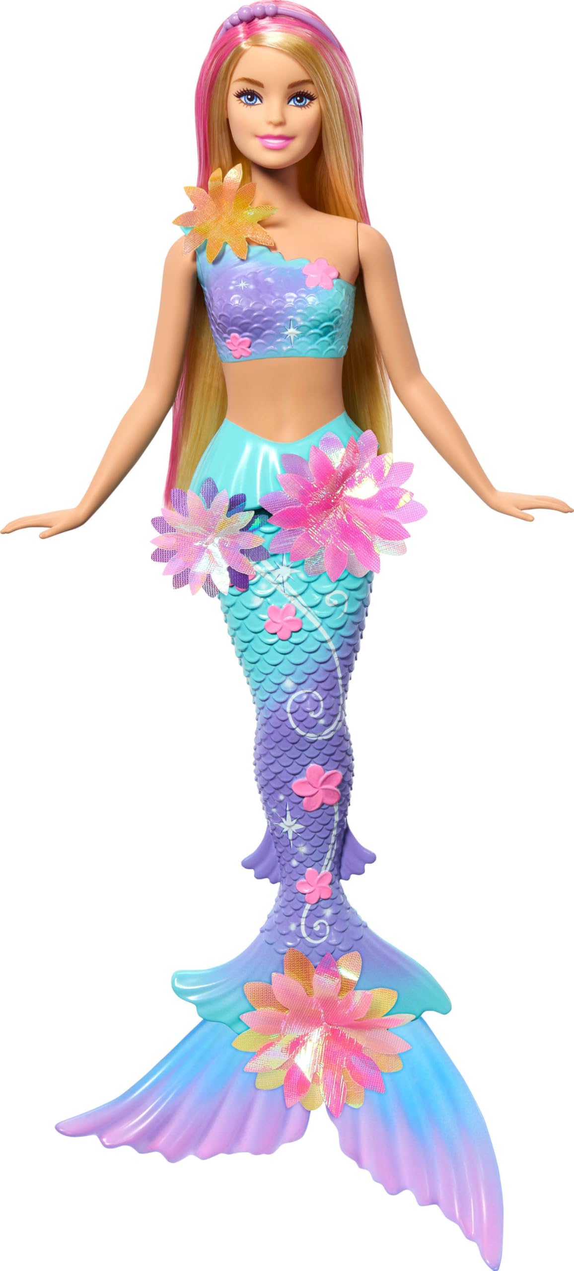 Barbie Mermaid Toy Doll with Surprise Magic Blooming Flowers Feature - Blue