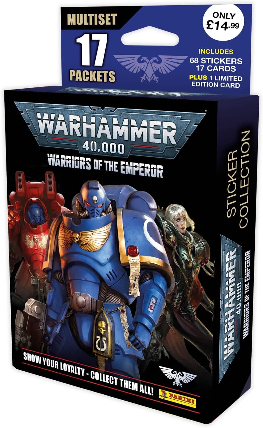 Panini Warhammer 40K Sticker Collection - Warriors of the Emperor Mega Multiset (204 Stickers, 50 Hero Cards)