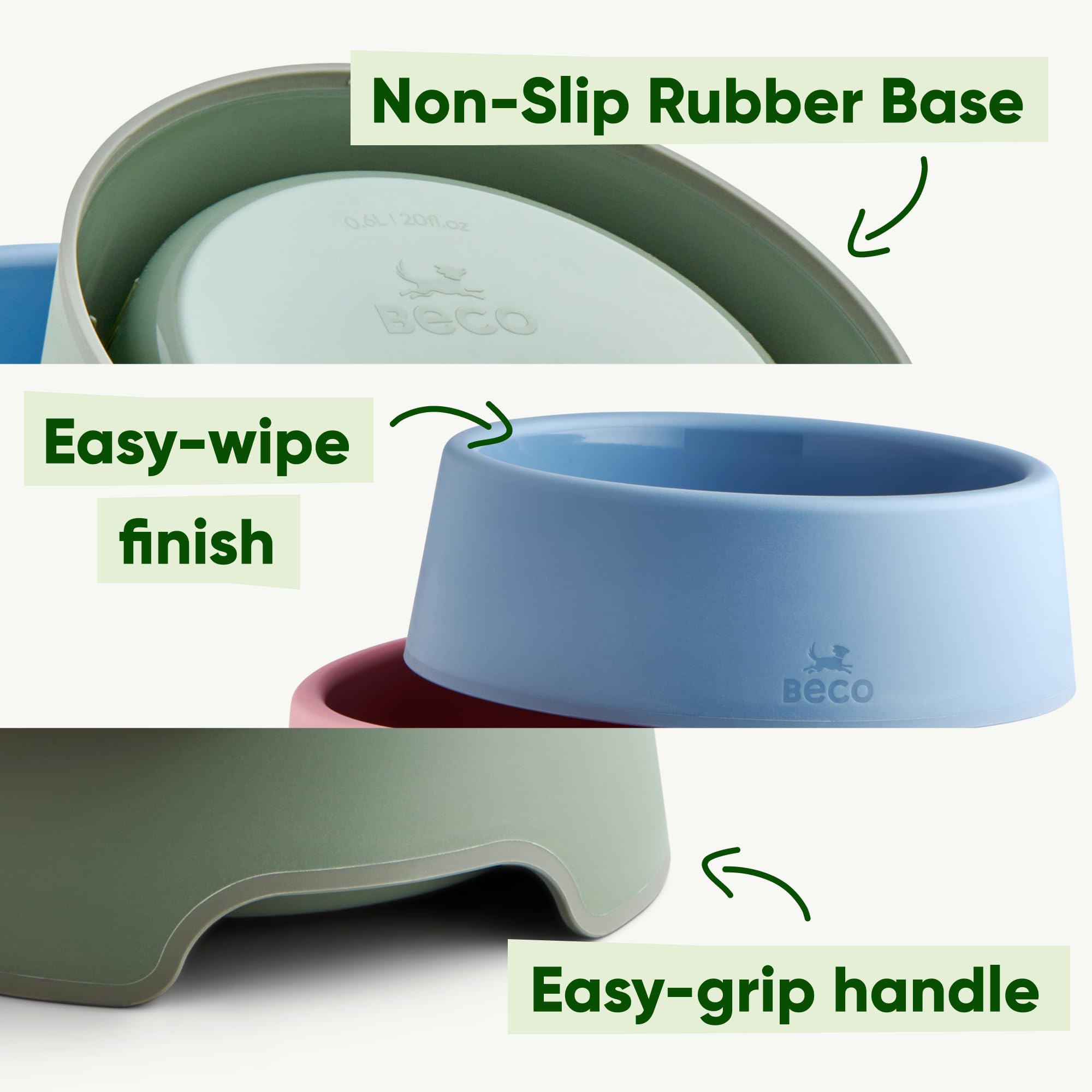 Beco Dog Bowl - Steady, Non-Slip, Recycled Plastic | Small Size | Navy Blue 3