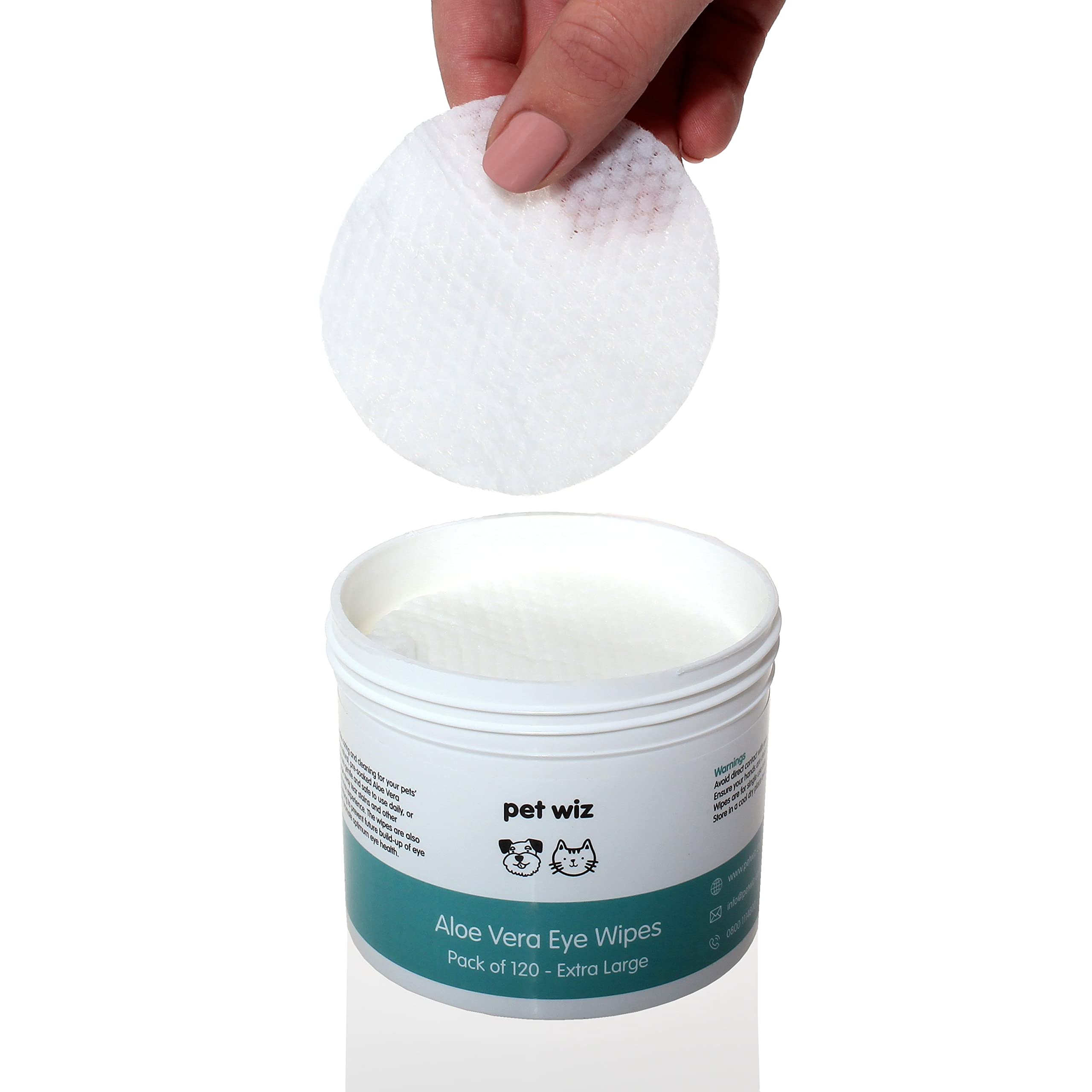 pet wiz Vet Approved Natural Eye Wipes for Dogs - 120 Extra Large Soothing Pads