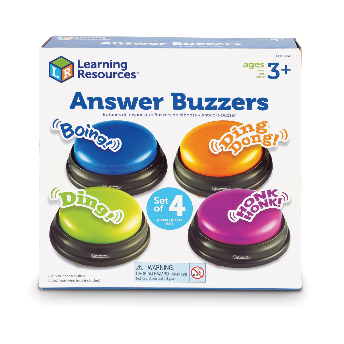 Learning Resources Answer Buzzers - Set of 4, 4 Sounds, Ages 3–7