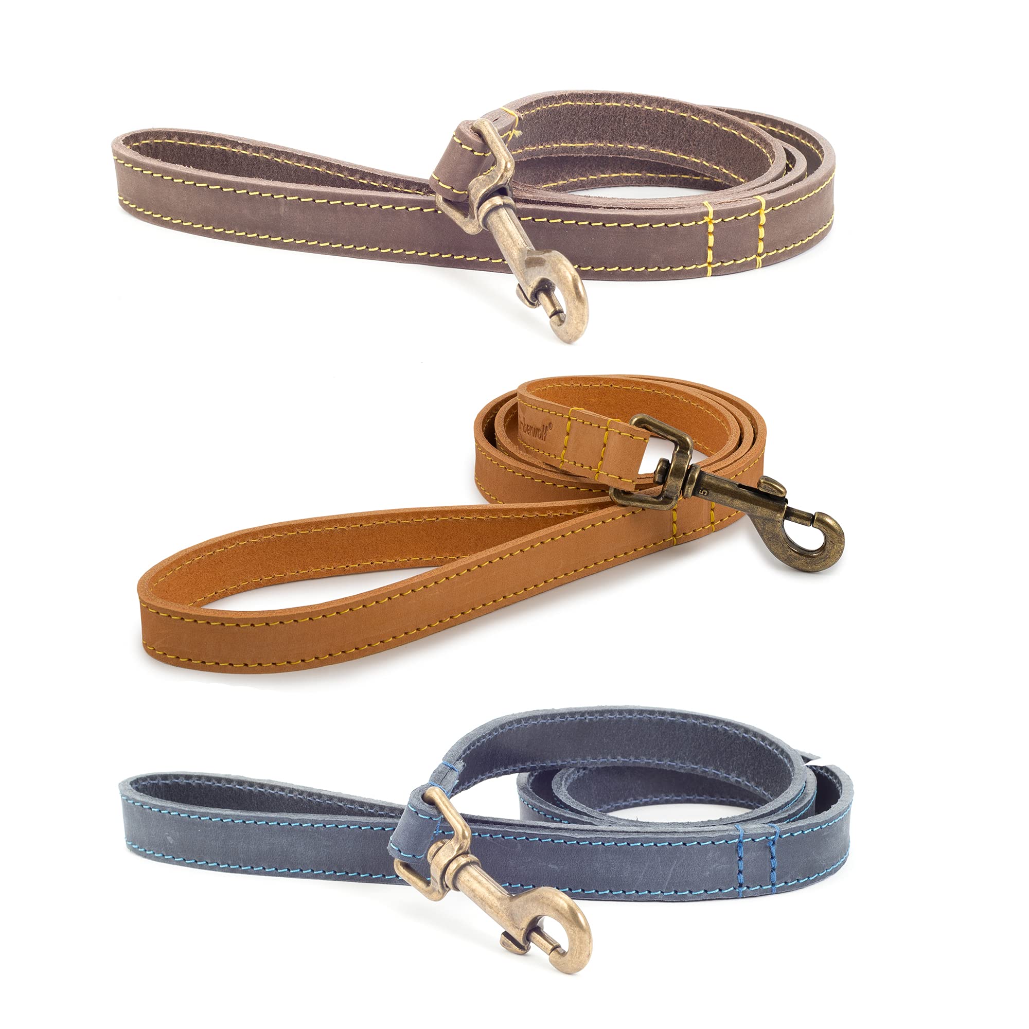 Ancol Handcrafted Heavy Duty Sable Timberwolf Leather Dog Lead | 1m L x 19mm W | Medium Dog Size