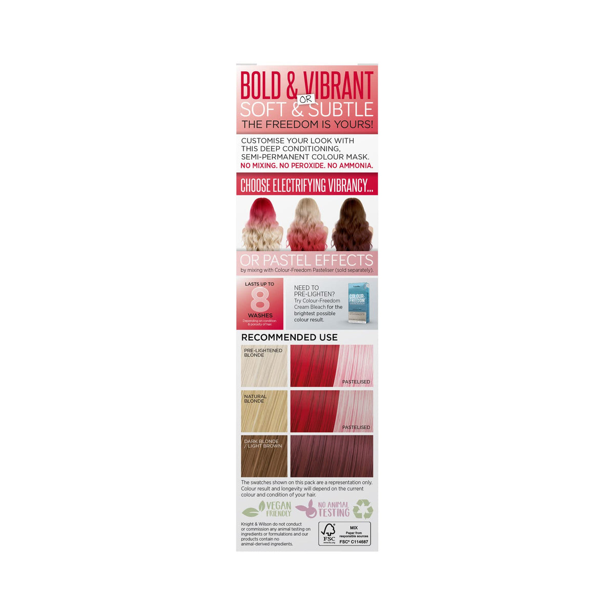Knight & Wilson Colour-Freedom Crimson Red Hair Colour Mask - Semi-Permanent, 150 ml, Pack of 2